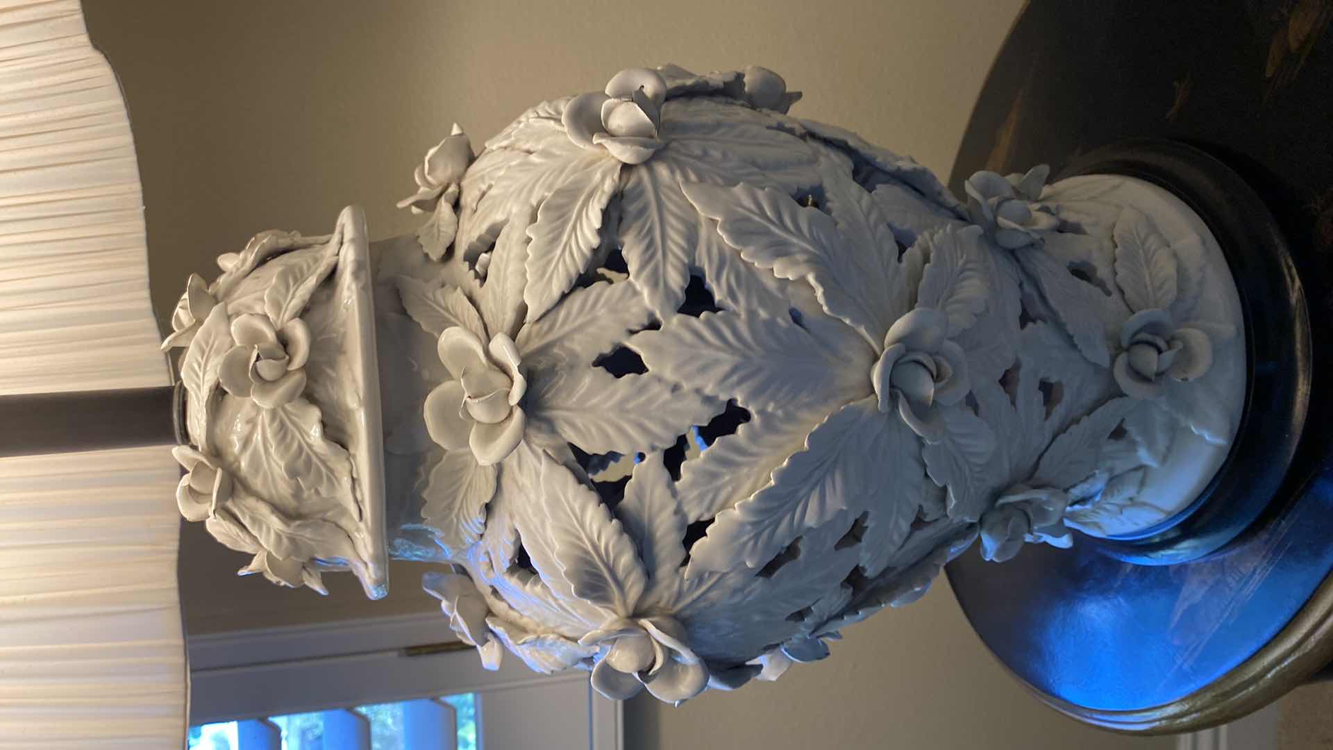 Photo 1 of IVORY ROSE CUT CERAMIC LAMP H36”