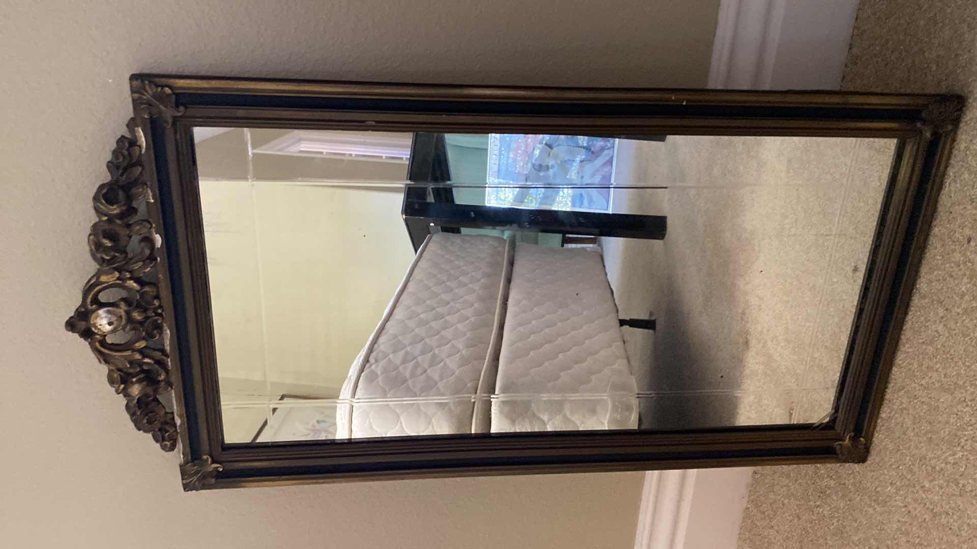 Photo 1 of WOOD FRAMED GLASS MIRROR 14” X 29”