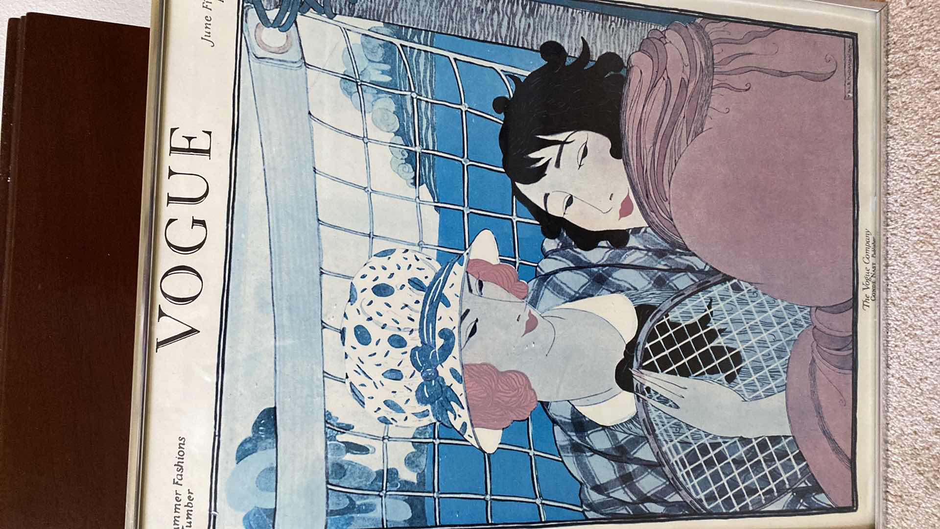 Photo 1 of VINTAGE SILVER FRAMED PAIR OF VOGUE FASHION ARTWORK EACH 19”.  24”