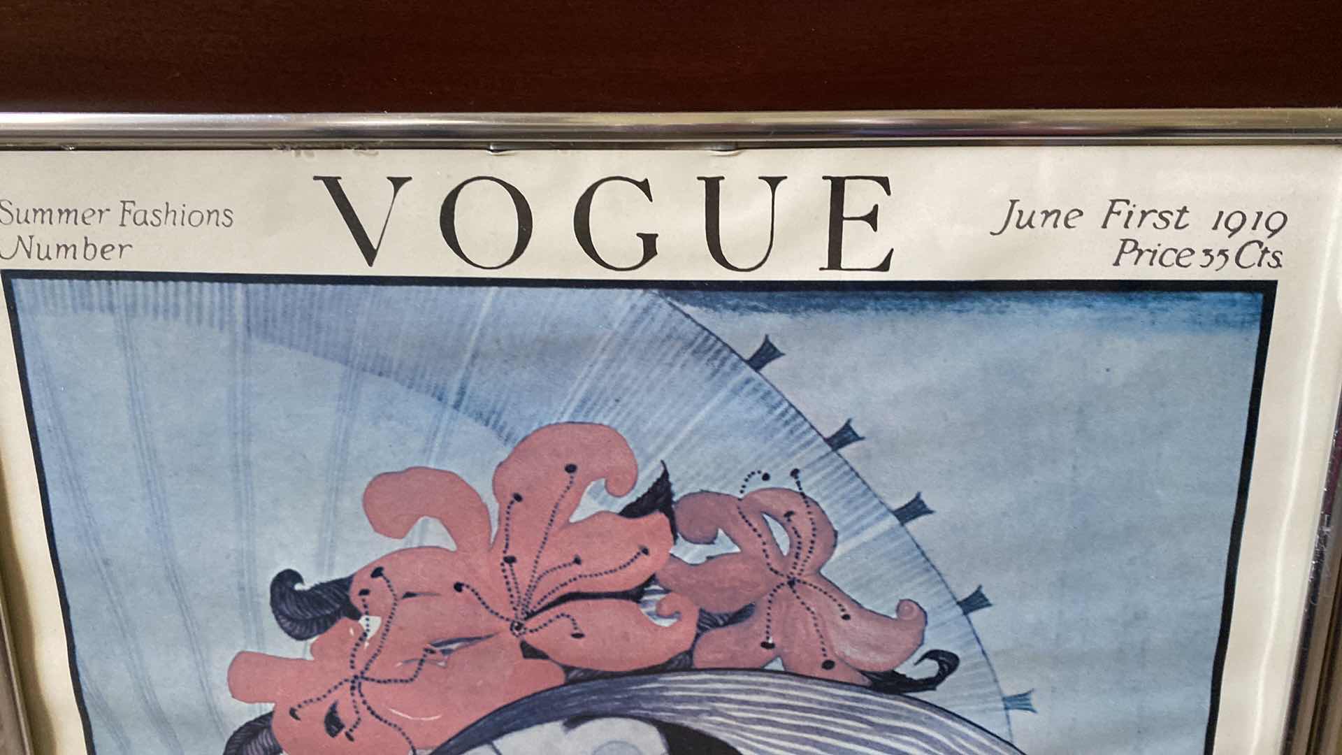 Photo 1 of VINTAGE SILVER FRAMED PAIR OF VOGUE FASHION ARTWORK EACH 19”.  24”