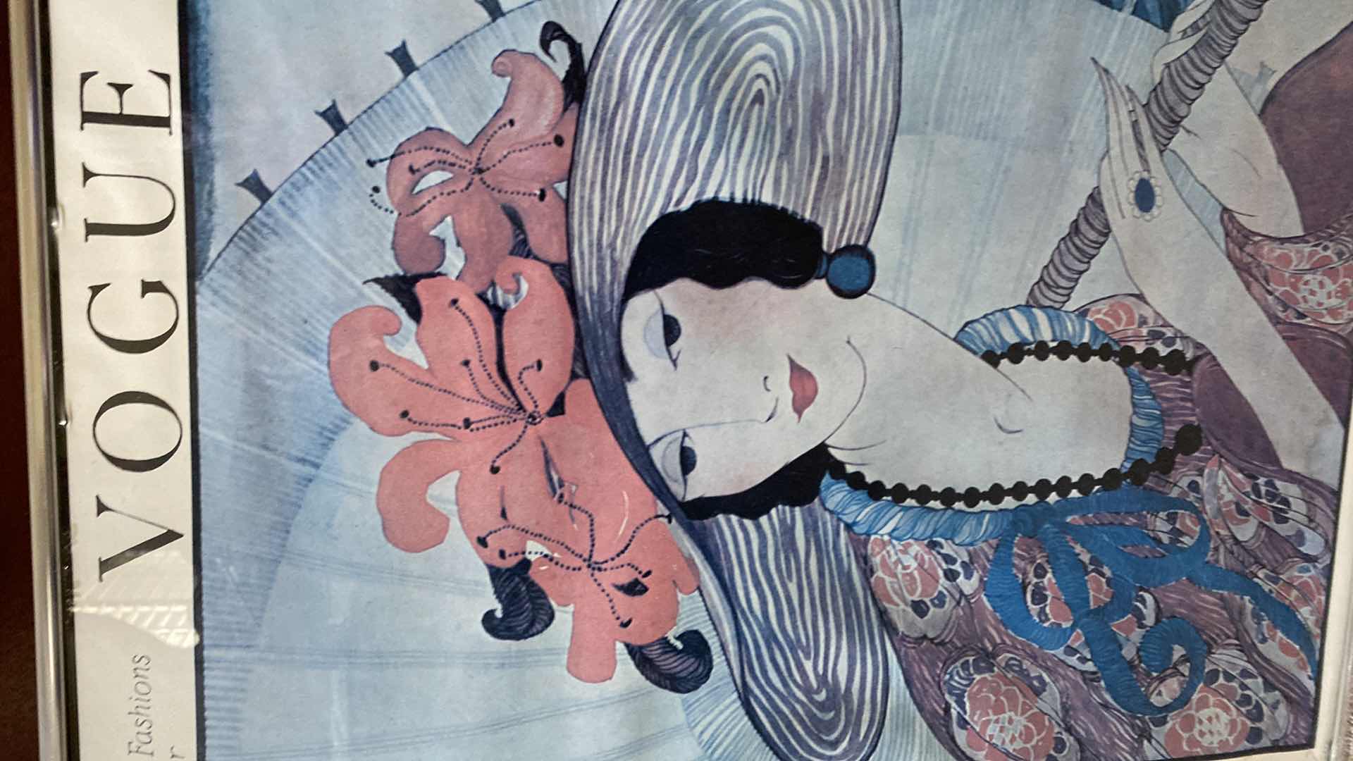 Photo 1 of VINTAGE SILVER FRAMED PAIR OF VOGUE FASHION ARTWORK EACH 19”.  24”