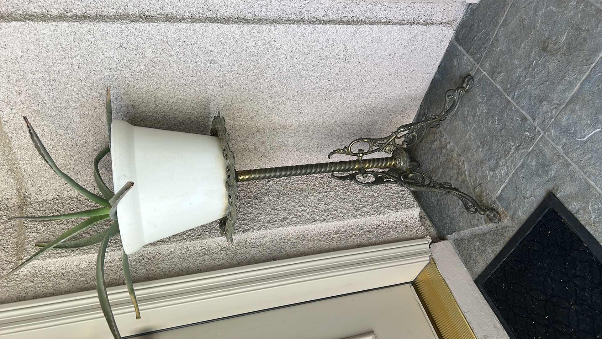 Photo 1 of VINTAGE METAL PLANT STAND WITH POTTED PLANT, (STAND H32”)