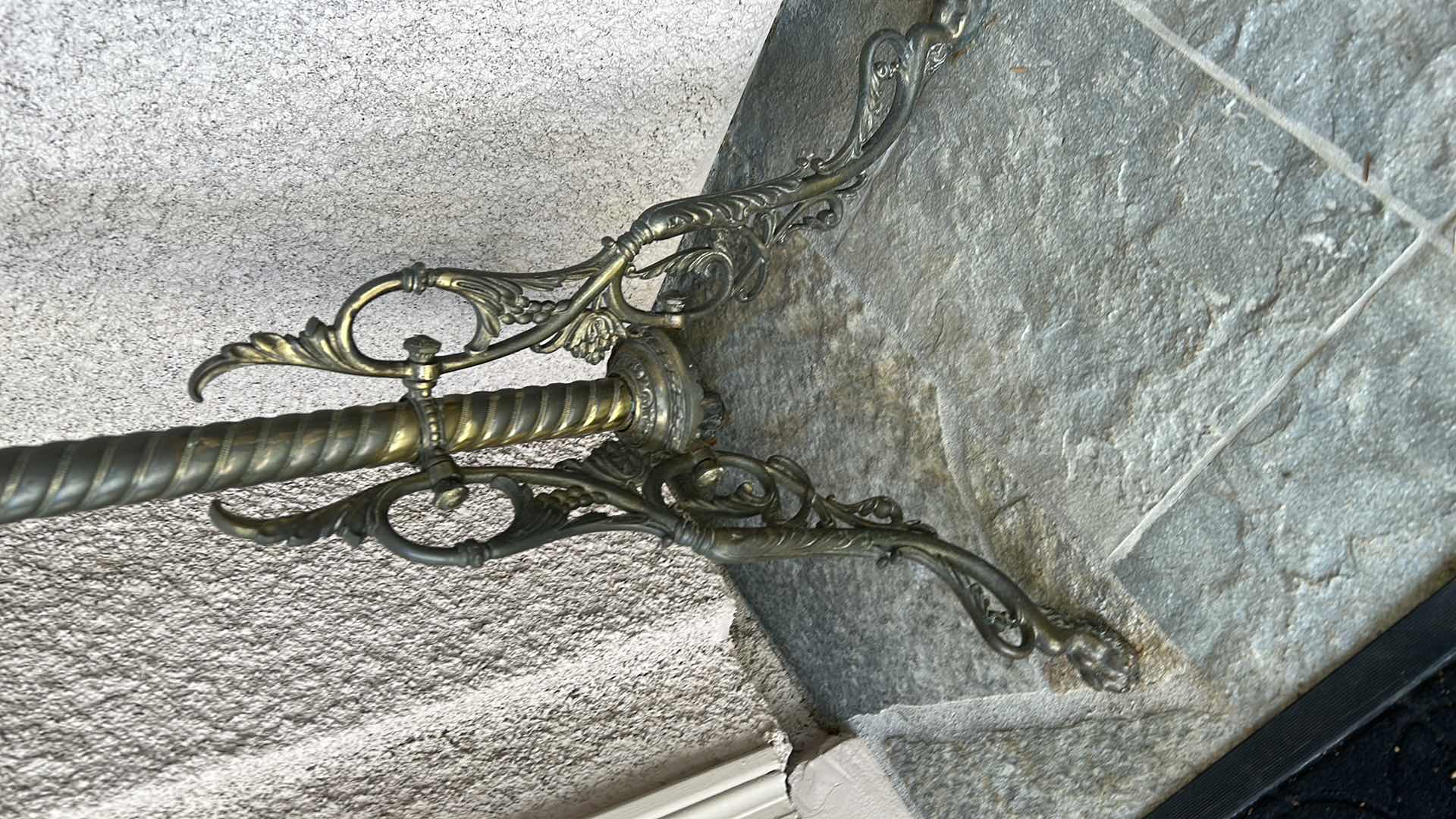 Photo 1 of VINTAGE METAL PLANT STAND WITH POTTED PLANT, (STAND H32”)