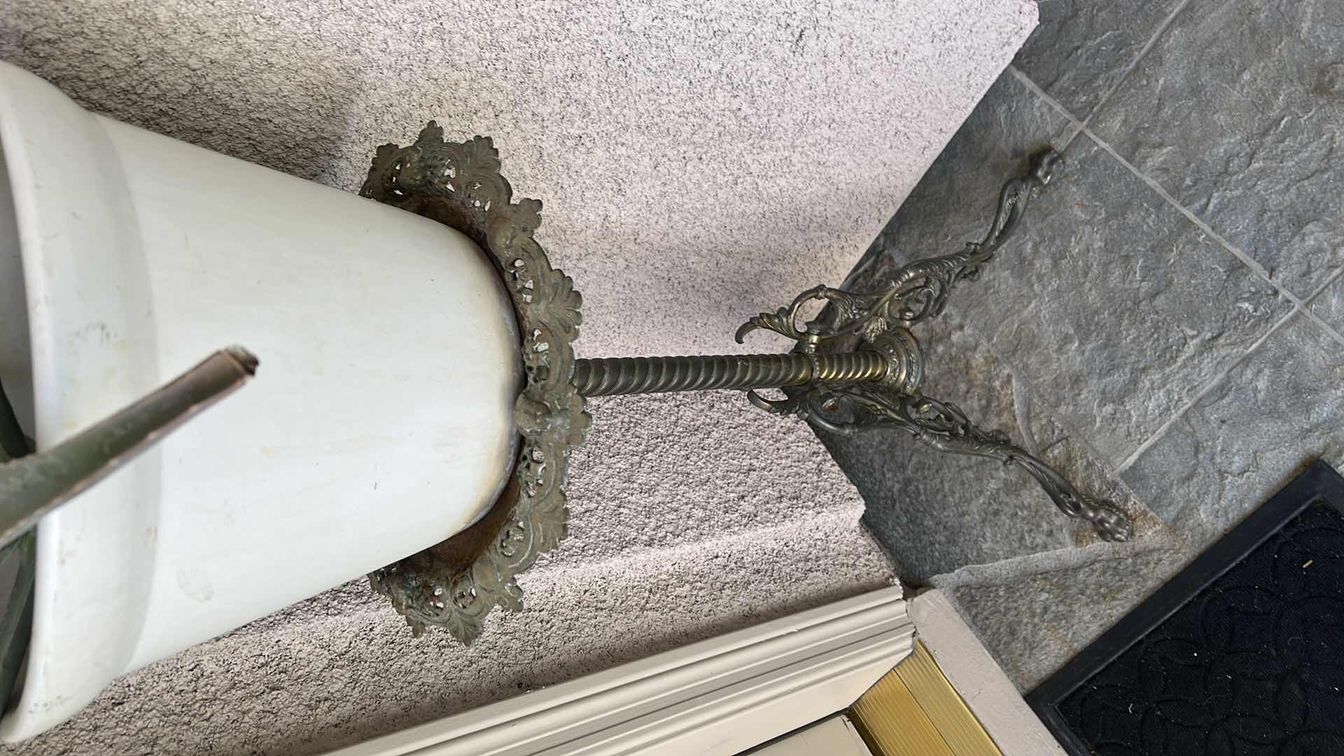 Photo 1 of VINTAGE METAL PLANT STAND WITH POTTED PLANT, (STAND H32”)