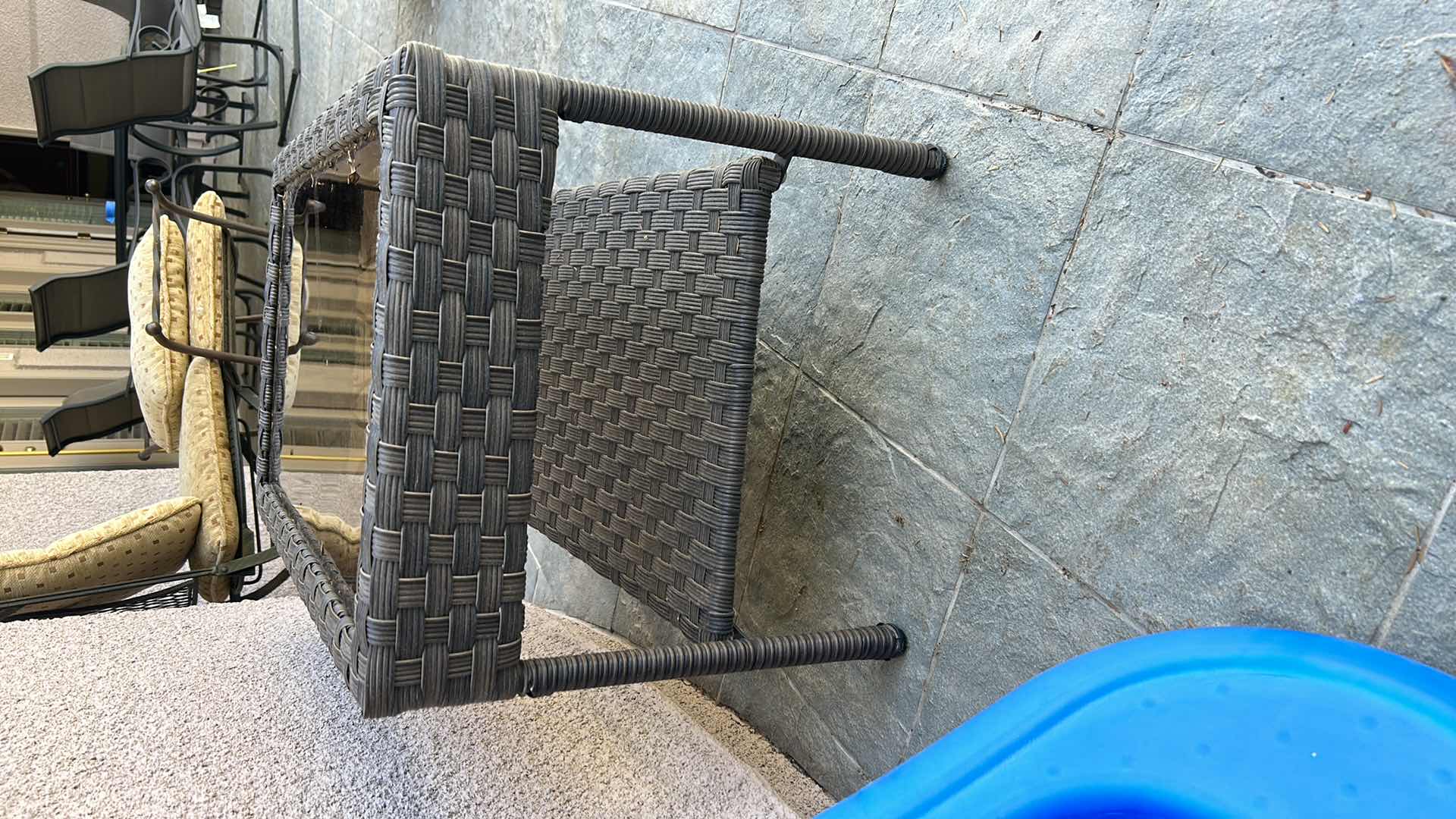 Photo 1 of STYLE WELL FAUX WICKER AND GLASS OUTDOOR COFFEE TABLE 30” x 18”