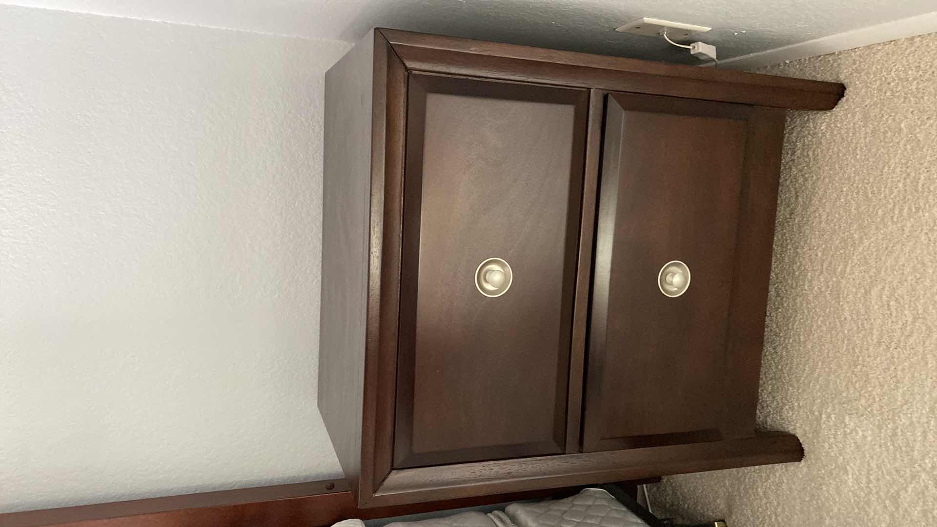 Photo 1 of DARK CHERRY WOOD TRADITIONAL 2 DRAWER NIGHT STAND WITH DOVE TAILED DRAWERS 23.5” X 16” H28.5”