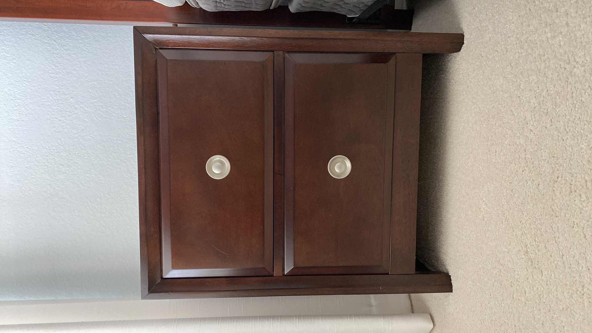 Photo 1 of DARK CHRRY WOOD TRADITIONAL 2 DRAWER NIGHT STAND WITH DOVE TAILED DRAWERS 23.5” X 16” H28.5”