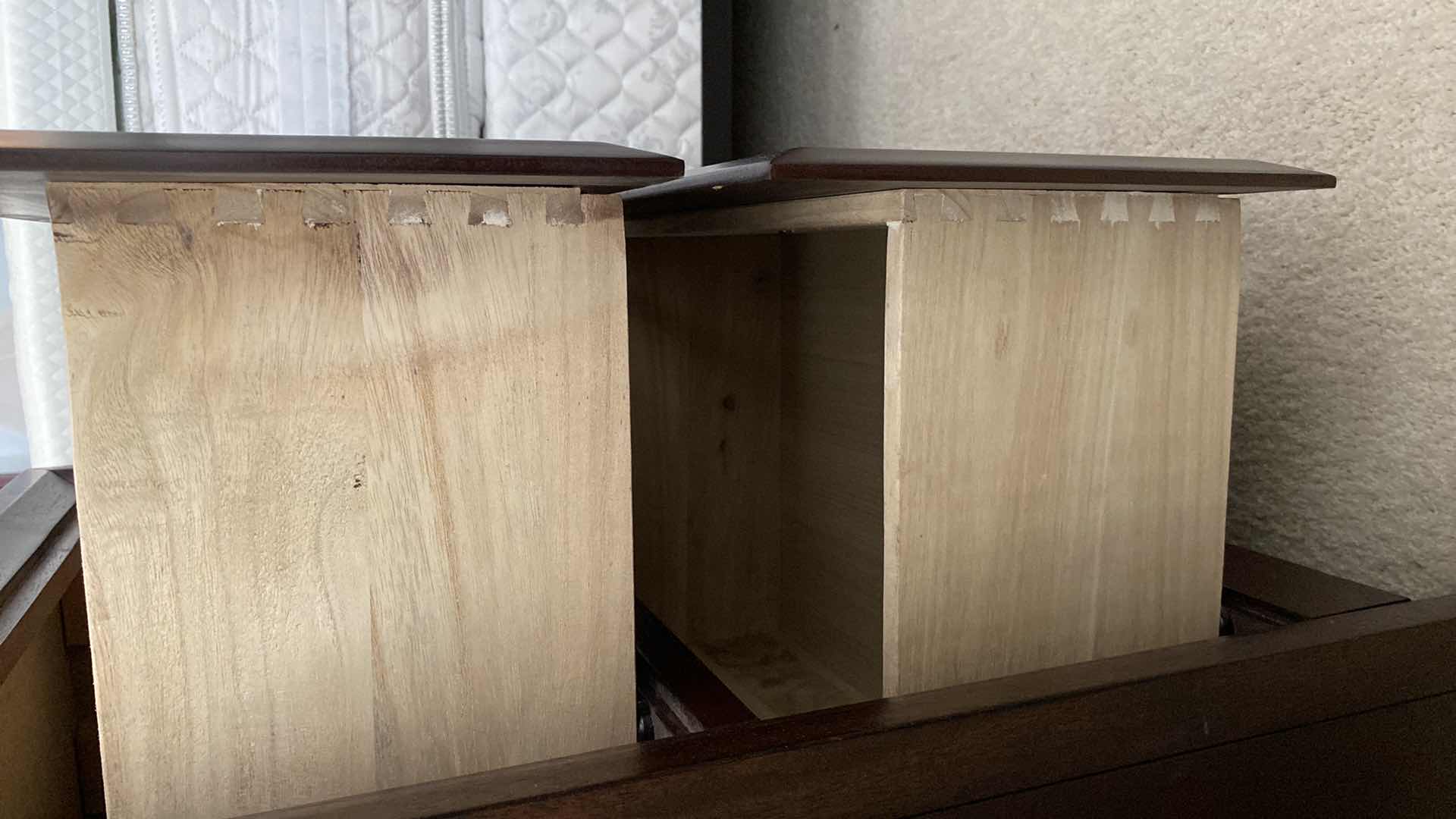 Photo 1 of DARK CHRRY WOOD TRADITIONAL 2 DRAWER NIGHT STAND WITH DOVE TAILED DRAWERS 23.5” X 16” H28.5”