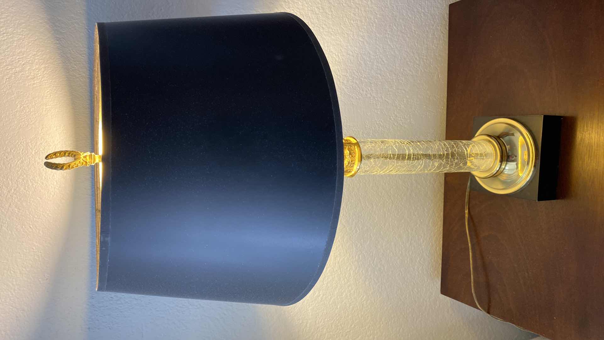 Photo 1 of BLACK CRACKLE GLASS AND BRASS LAMP H27”