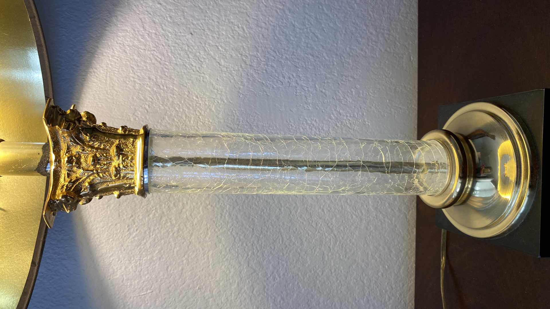 Photo 1 of BLACK CRACKLE GLASS AND BRASS LAMP H27”