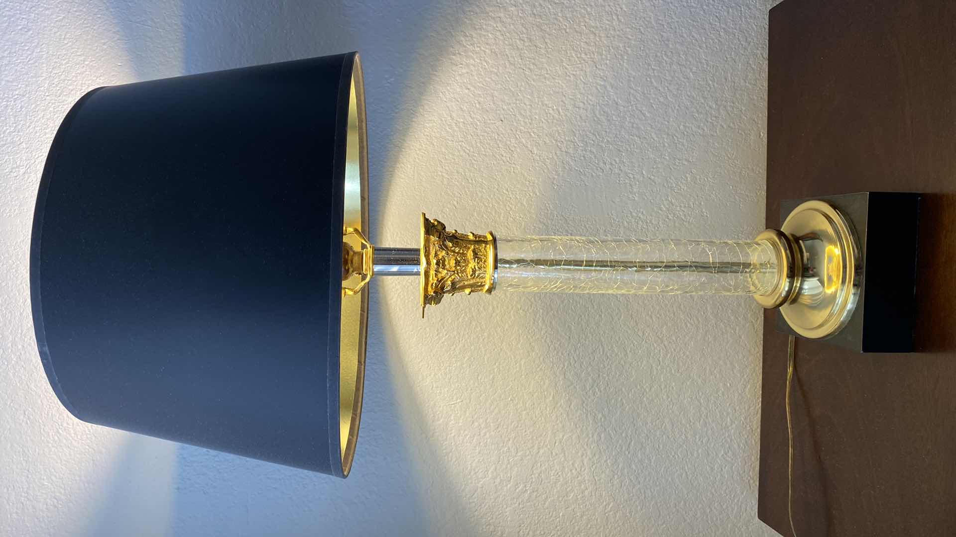 Photo 1 of BLACK CRACKLE GLASS AND BRASS LAMP H27”