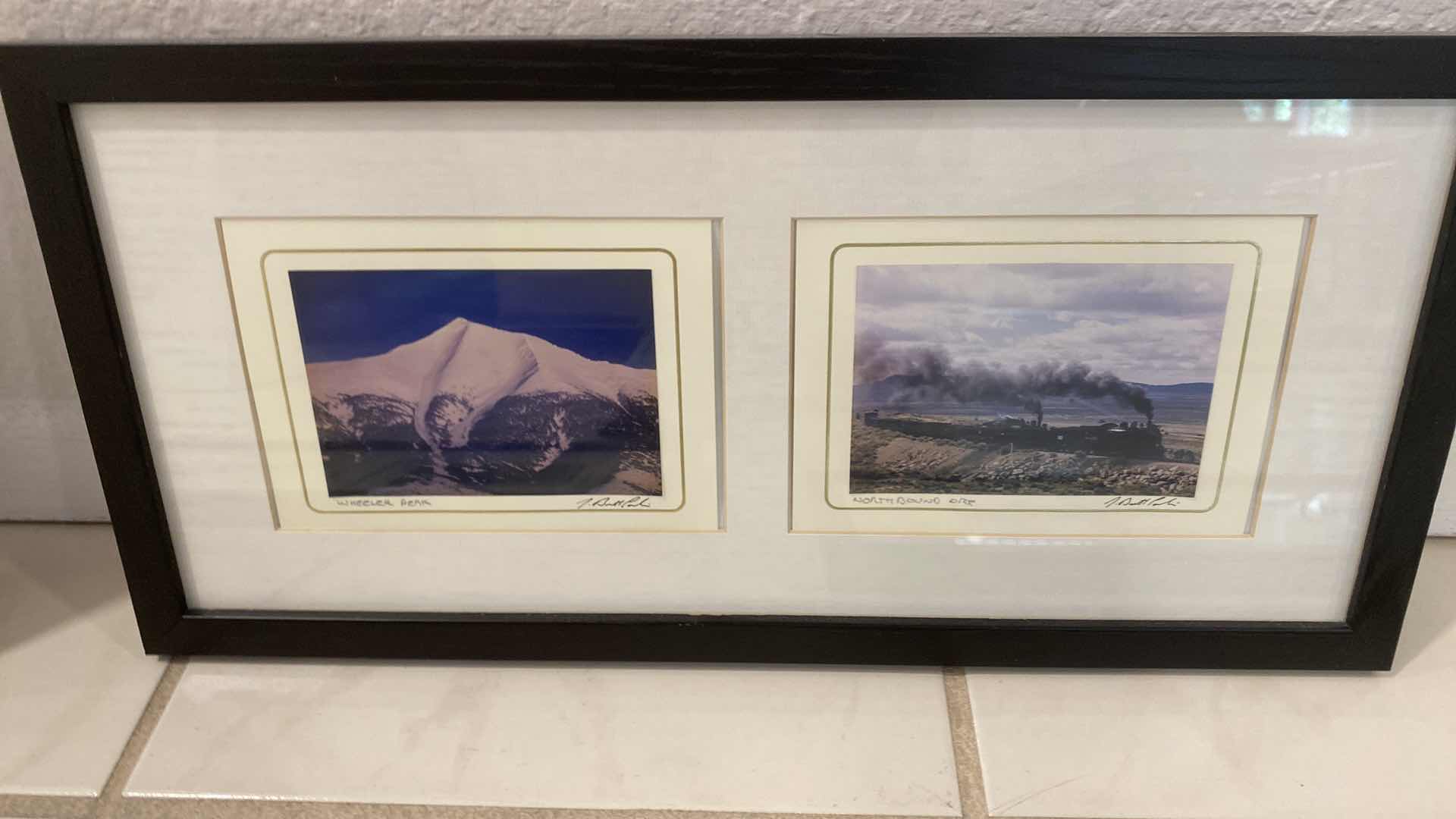 Photo 1 of 5-BLACK FRAMED SIGNED TRAIN ART 9” X 19”