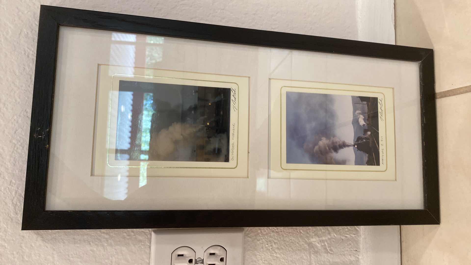 Photo 1 of 5-BLACK FRAMED SIGNED TRAIN ART 9” X 19”