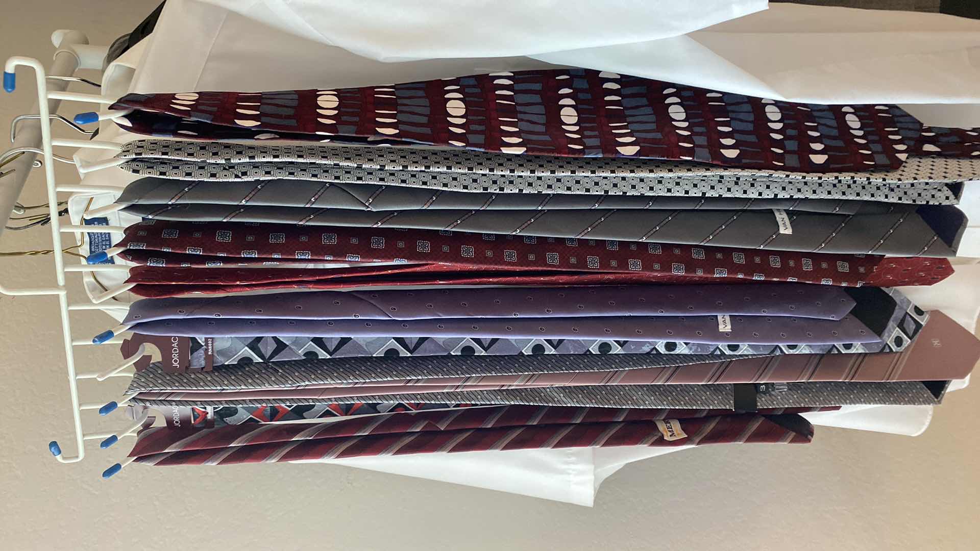 Photo 1 of MENS JACKETS SHIRTS  SLACKS AND TIES, SHIRTS SIZE 18 SLACKS 42 JACKETS EST XL OR 2XL