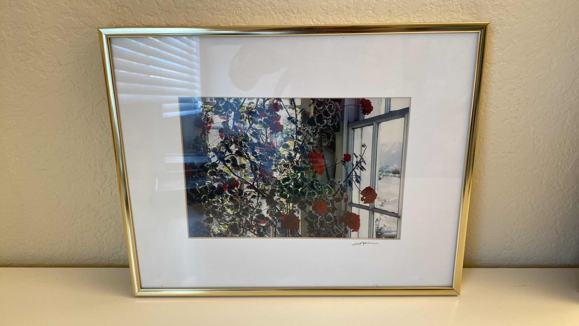 Photo 1 of 4 METAL FRAMED SIGNED FLORAL ARTWORK LARGEST 16”X 20”