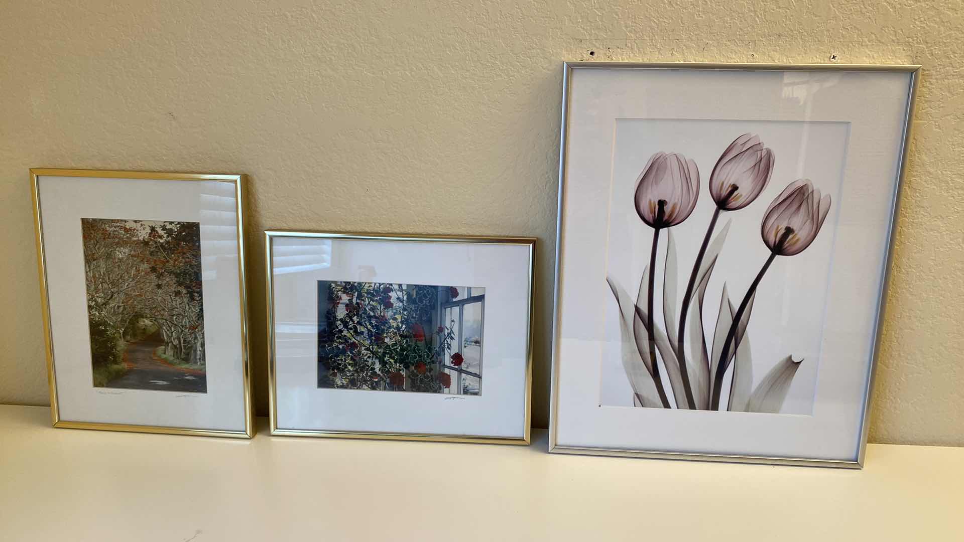 Photo 1 of 4 METAL FRAMED SIGNED FLORAL ARTWORK LARGEST 16”X 20”