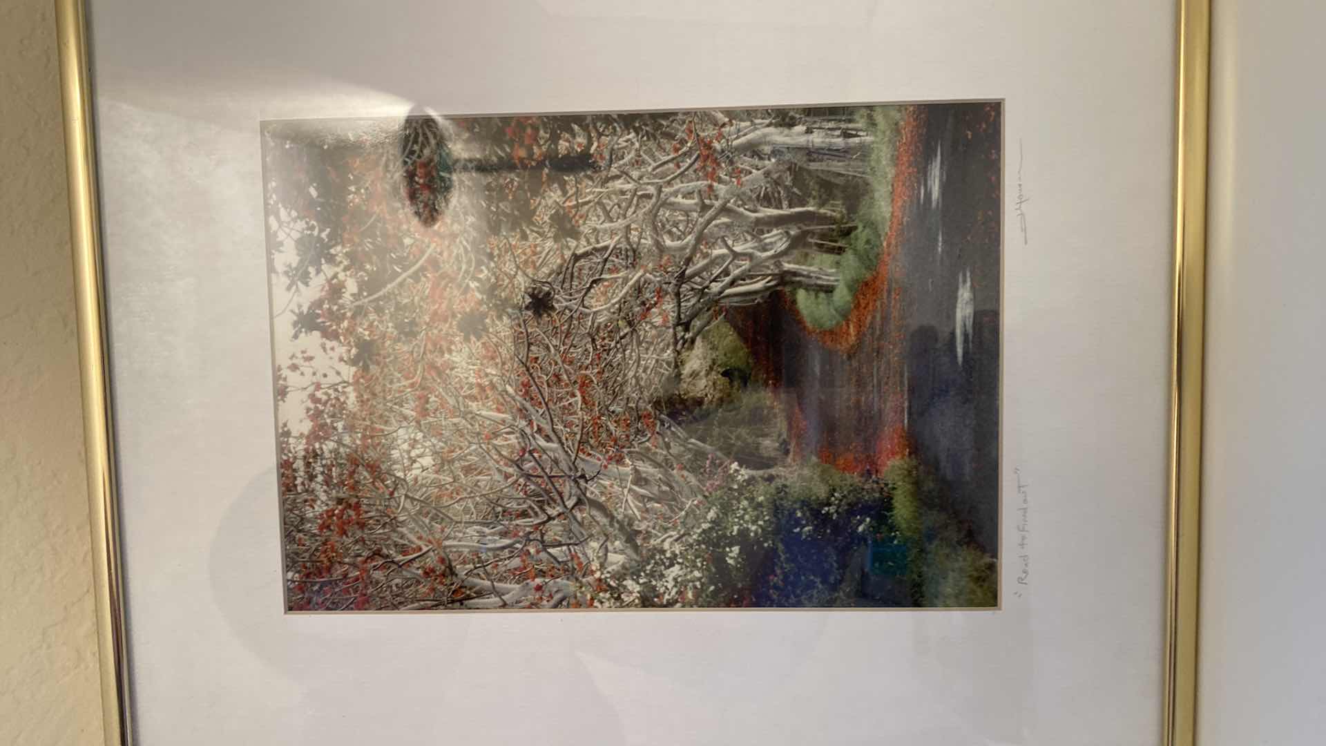 Photo 1 of 4 METAL FRAMED SIGNED FLORAL ARTWORK LARGEST 16”X 20”