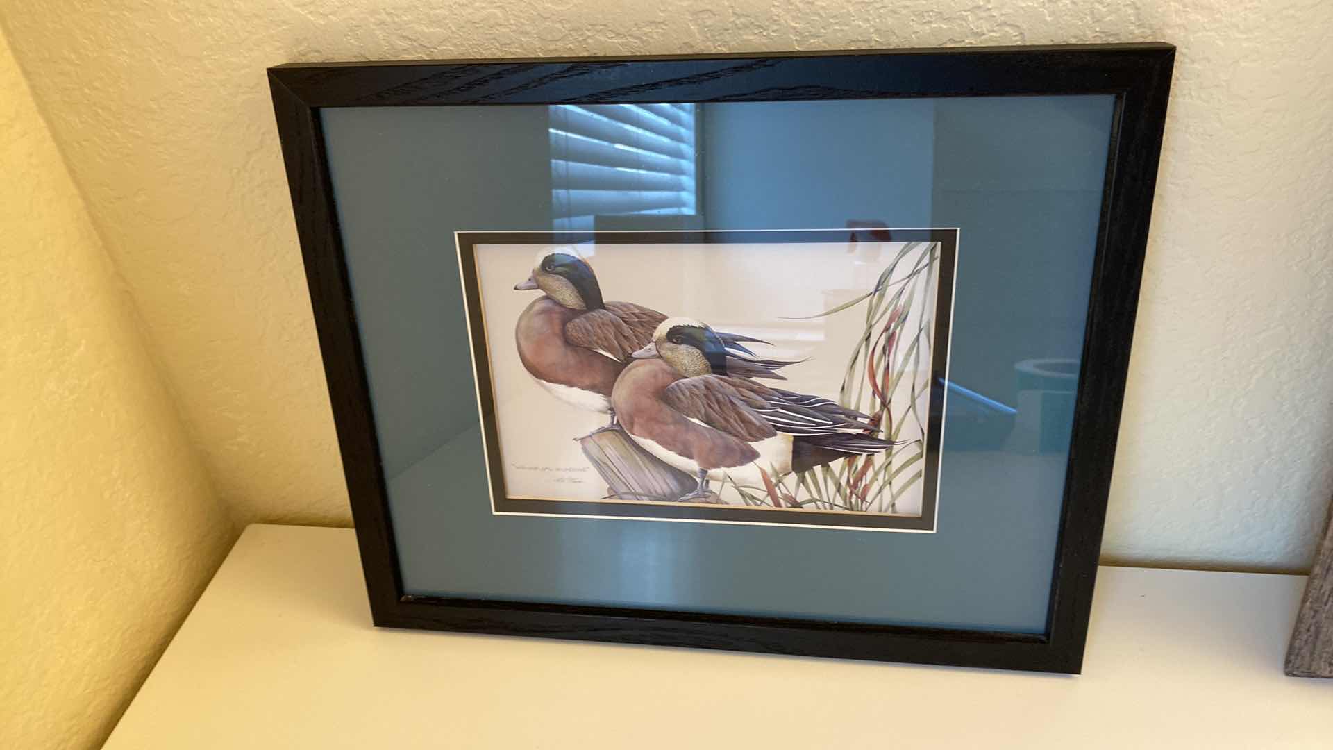 Photo 1 of 3 WOOD FRAMED DUCK SIGNED ARTWORK LARGEST 18” X 15”