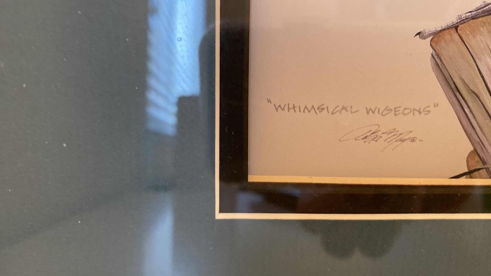 Photo 1 of 3 WOOD FRAMED DUCK SIGNED ARTWORK LARGEST 18” X 15”