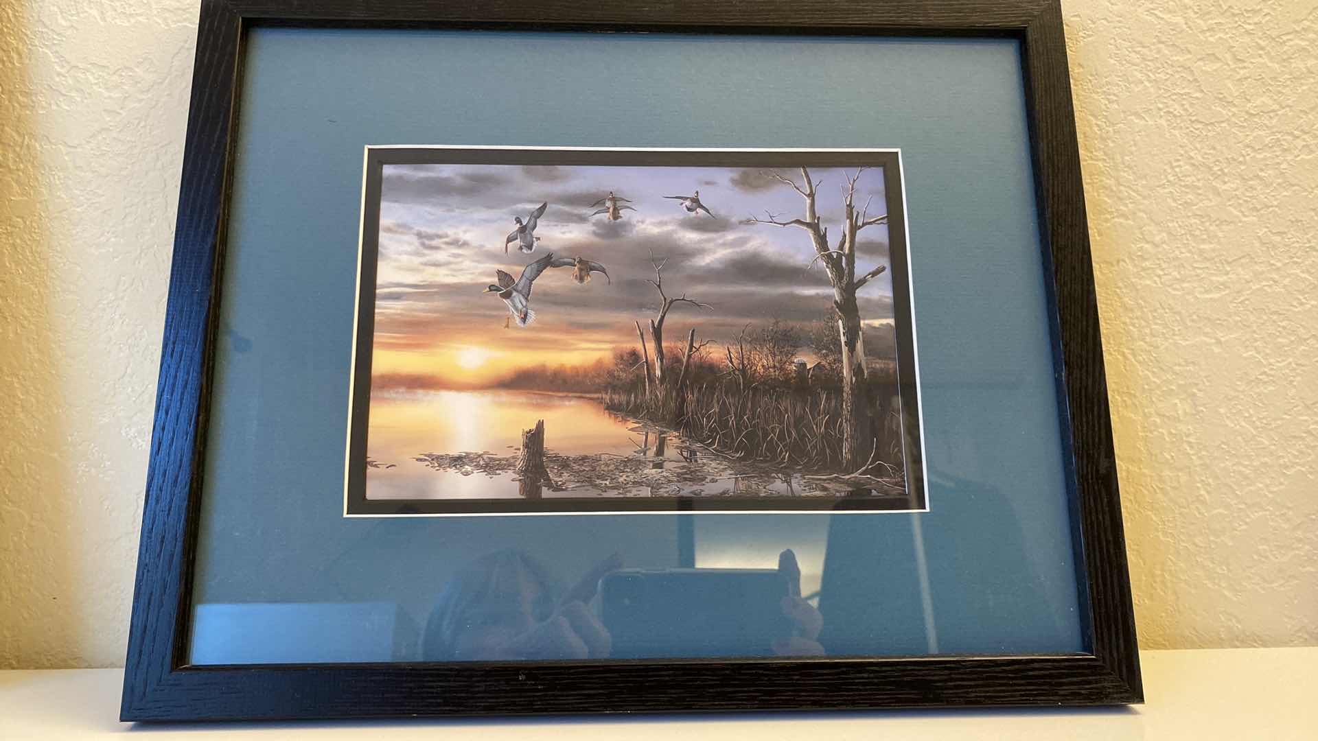 Photo 1 of 3 WOOD FRAMED DUCK SIGNED ARTWORK LARGEST 18” X 15”