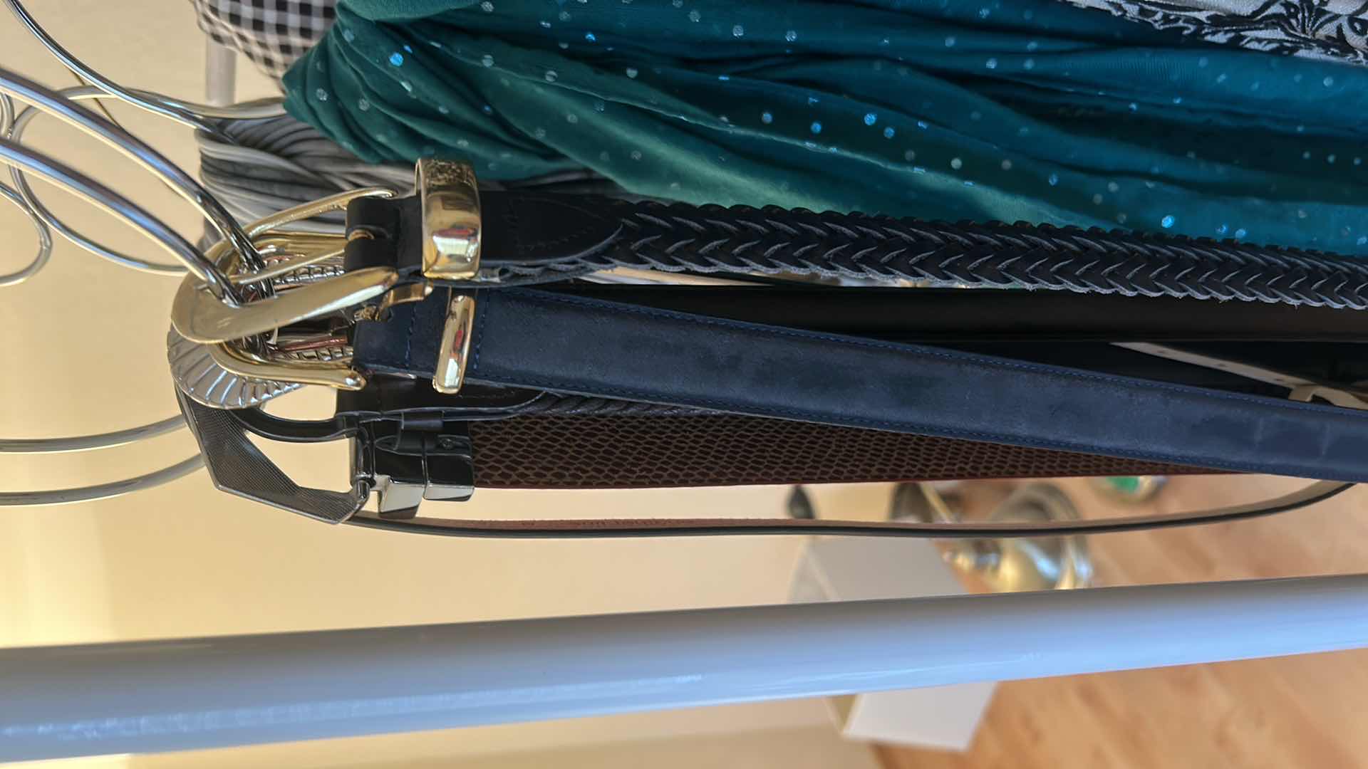 Photo 1 of CLOTHING ASSORTMENT BELTS SCARVES MOSTLY MEDIUMS AND 8