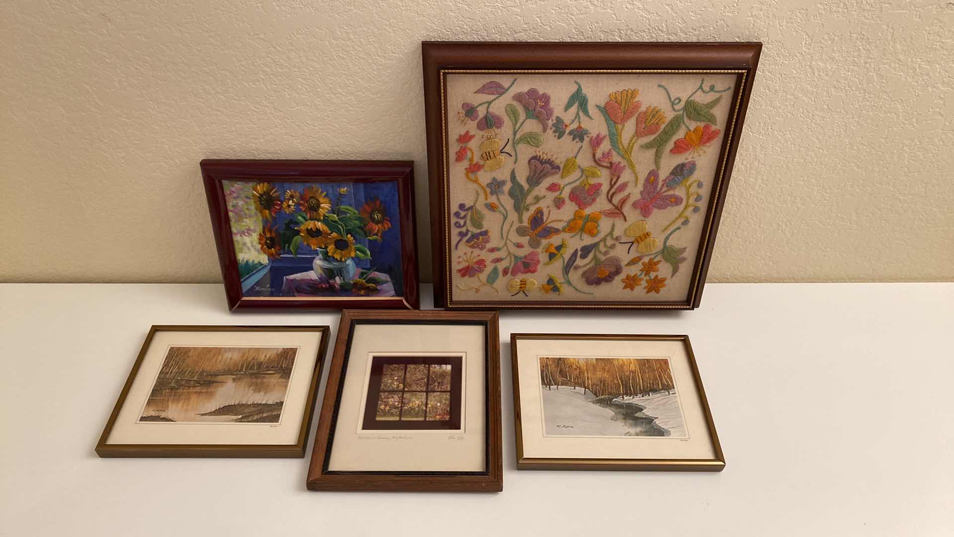 Photo 9 of 6 FRAMED ART SIGNED LANDSCAPES AND FLORAL LARGEST 16” X 16”