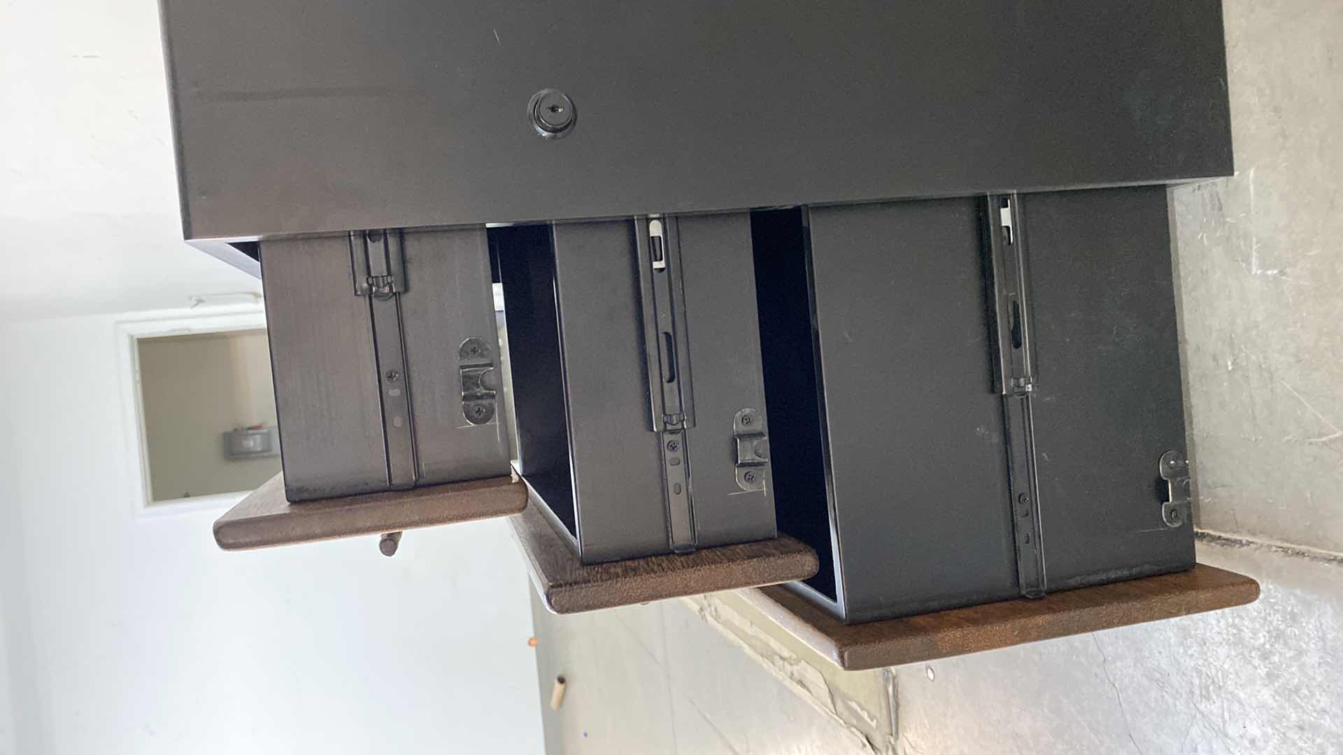 Photo 1 of MENDI 3 DRAWER PALMWOOD FILE CABINET W METAL PULLS BY PACIFIC GREEN 18 x 18 x H 24.5”