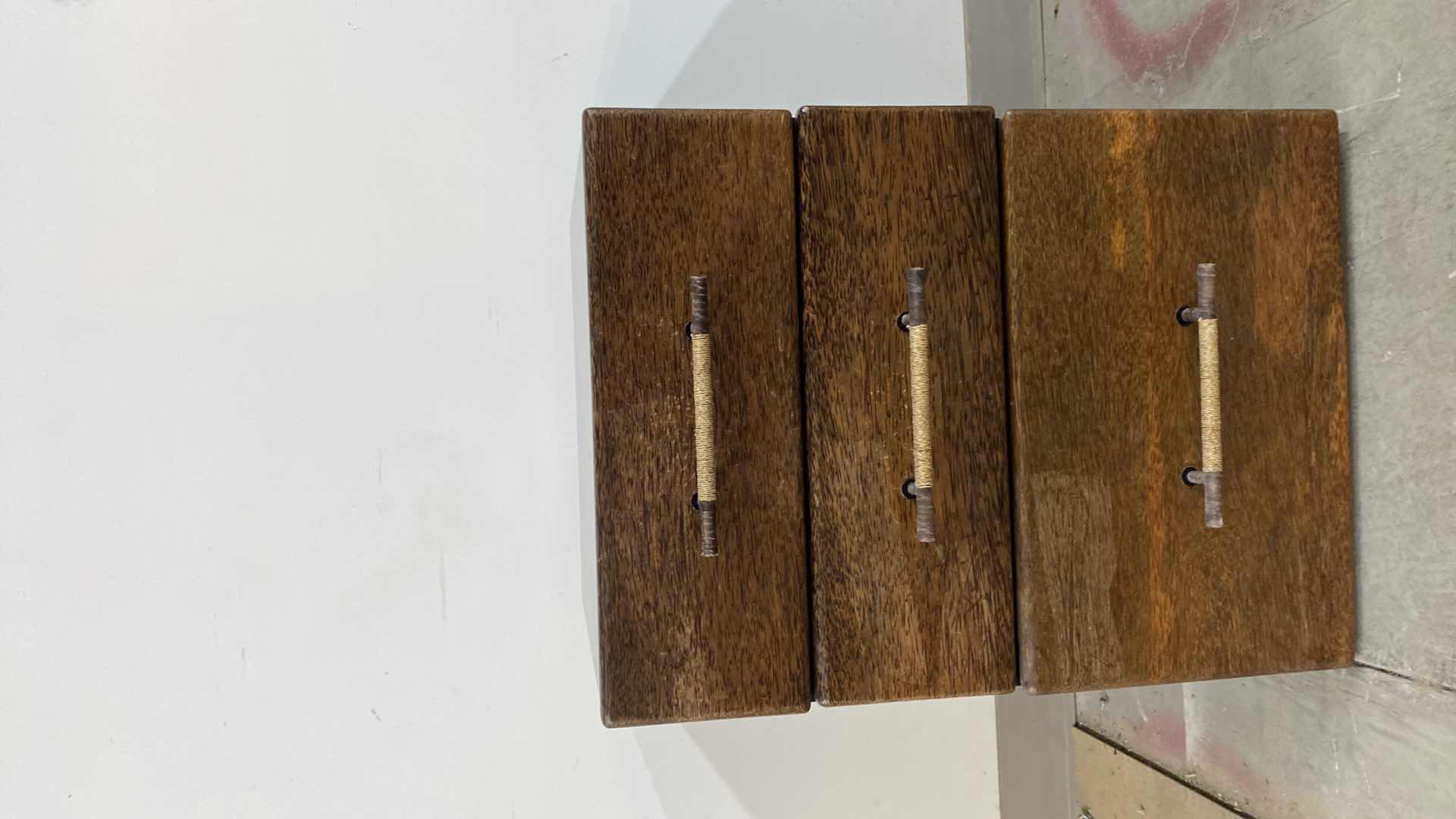 Photo 5 of MENDI 3 DRAWER PALMWOOD FILE CABINET W METAL PULLS BY PACIFIC GREEN 18 x 18 x H 24.5”