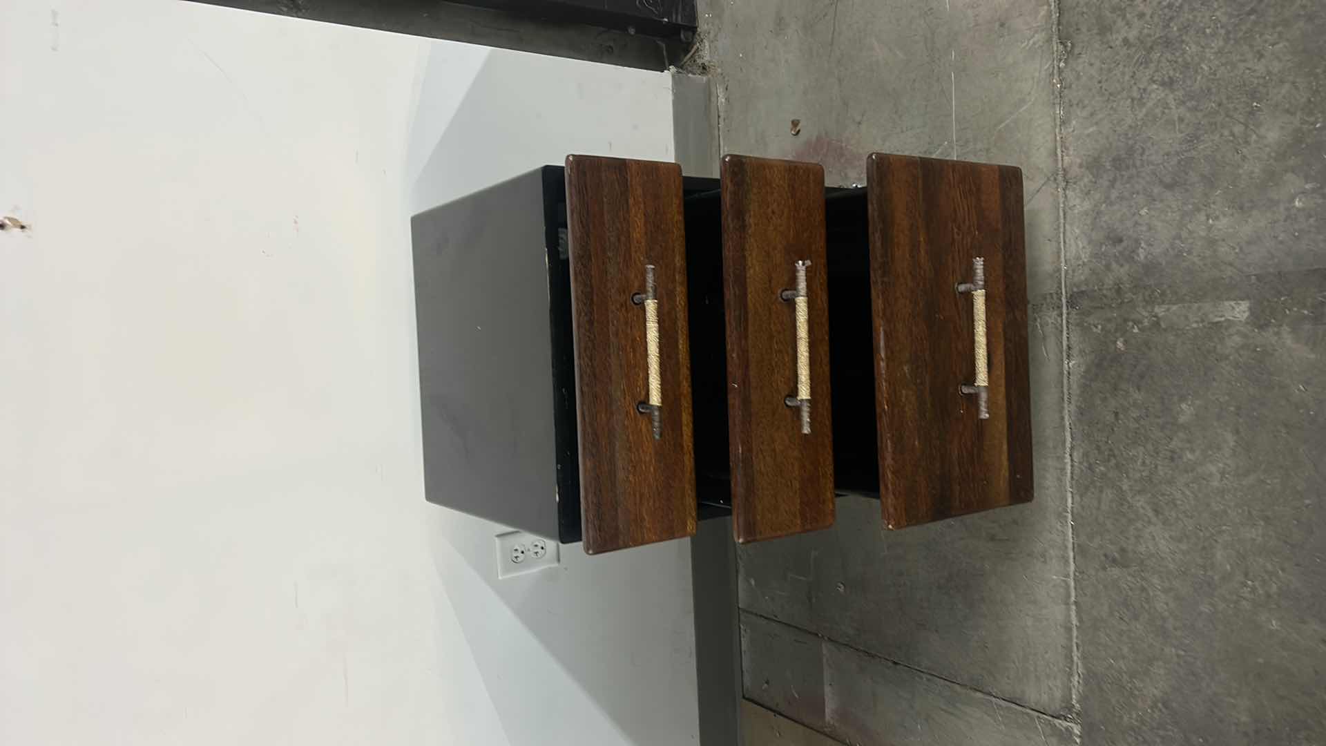 Photo 1 of MENDI 3 DRAWER PALMWOOD FILE CABINET W METAL PULLS BY PACIFIC GREEN 18 x 18 x H 24.5”