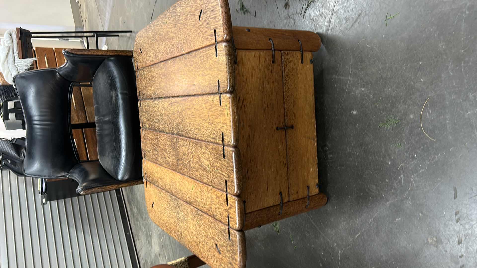 Photo 1 of SMALL PALMWOOD COFFEE / ACCENT TABLE BY PACIRIC GREEN (CHAIRS SOLD SEPARATELY)  29” x 29” x H16”