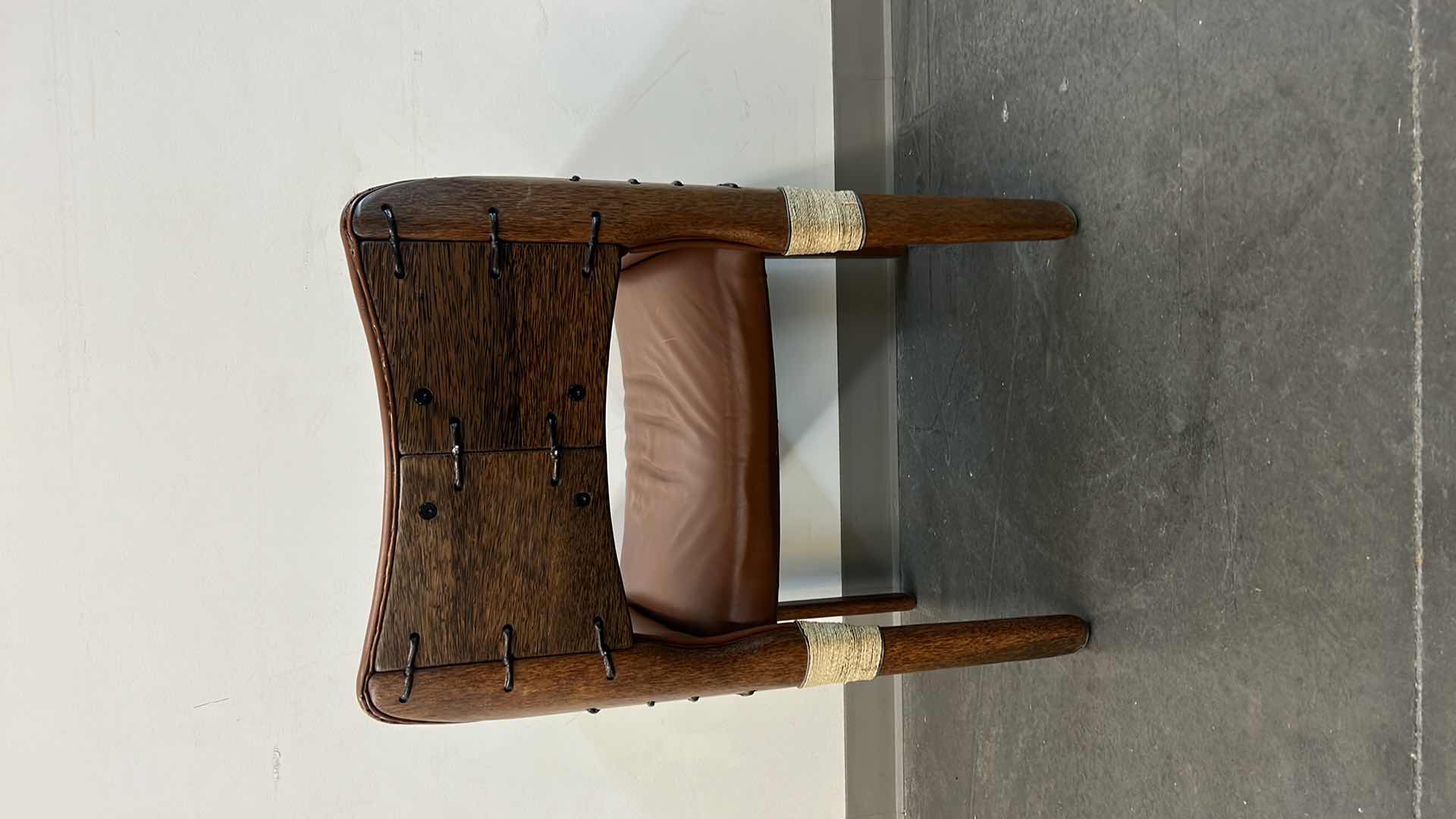 Photo 1 of PACIFIC GREEN CUSTOM TUVALU PALMWOOD AND LEATHER ACCENT/DINING CHAIR