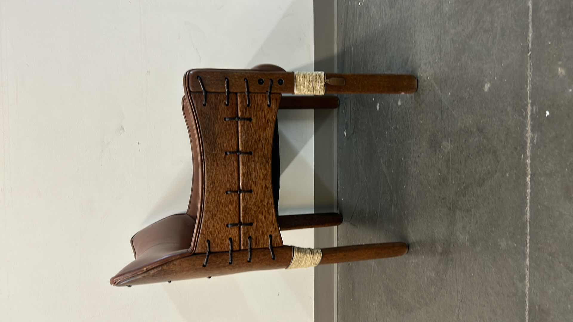 Photo 1 of PACIFIC GREEN CUSTOM TUVALU PALMWOOD AND LEATHER ACCENT/DINING CHAIR