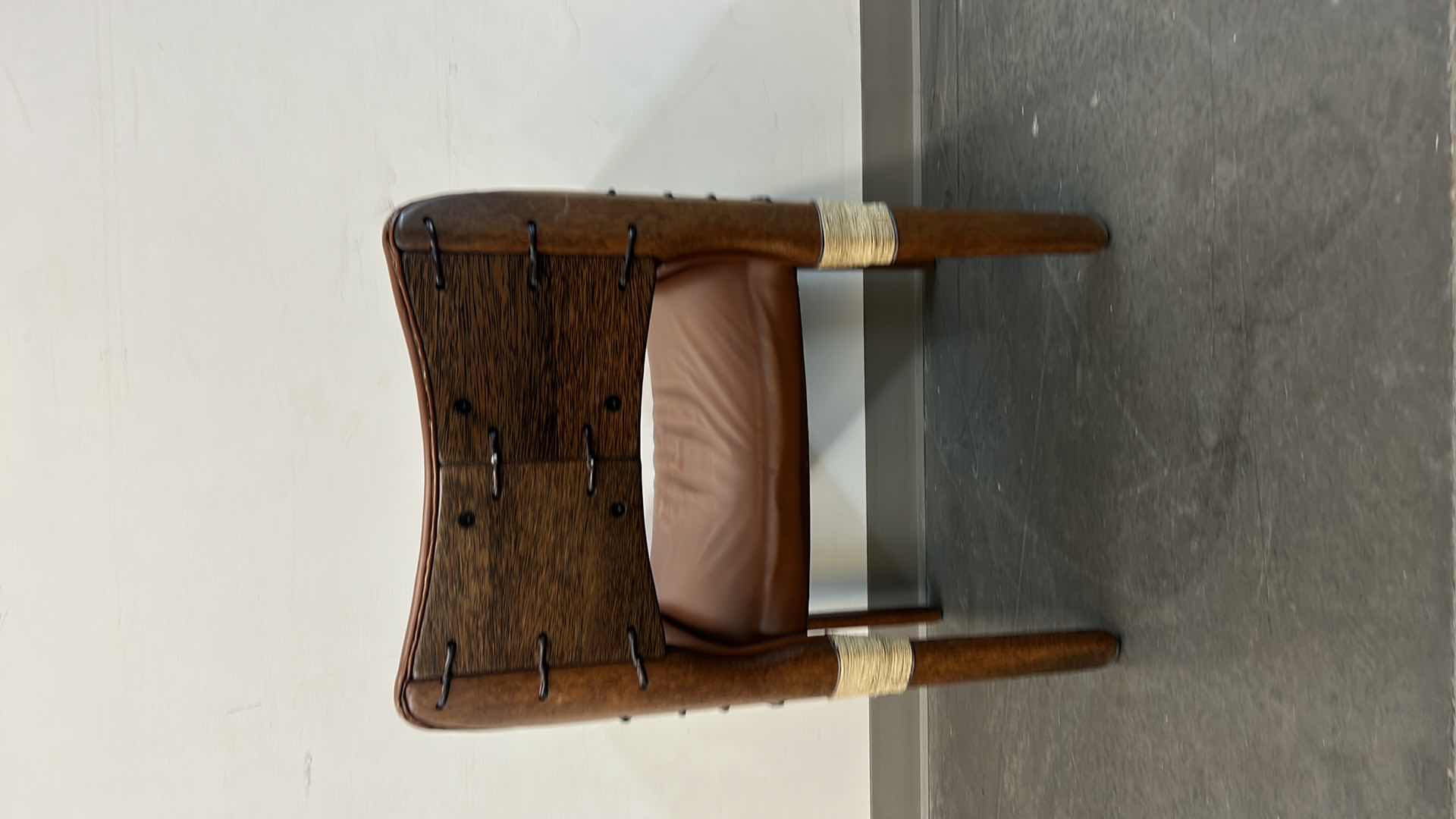 Photo 1 of PACIFIC GREEN CUSTOM TUVALU PALMWOOD AND LEATHER ACCENT/DINING CHAIR