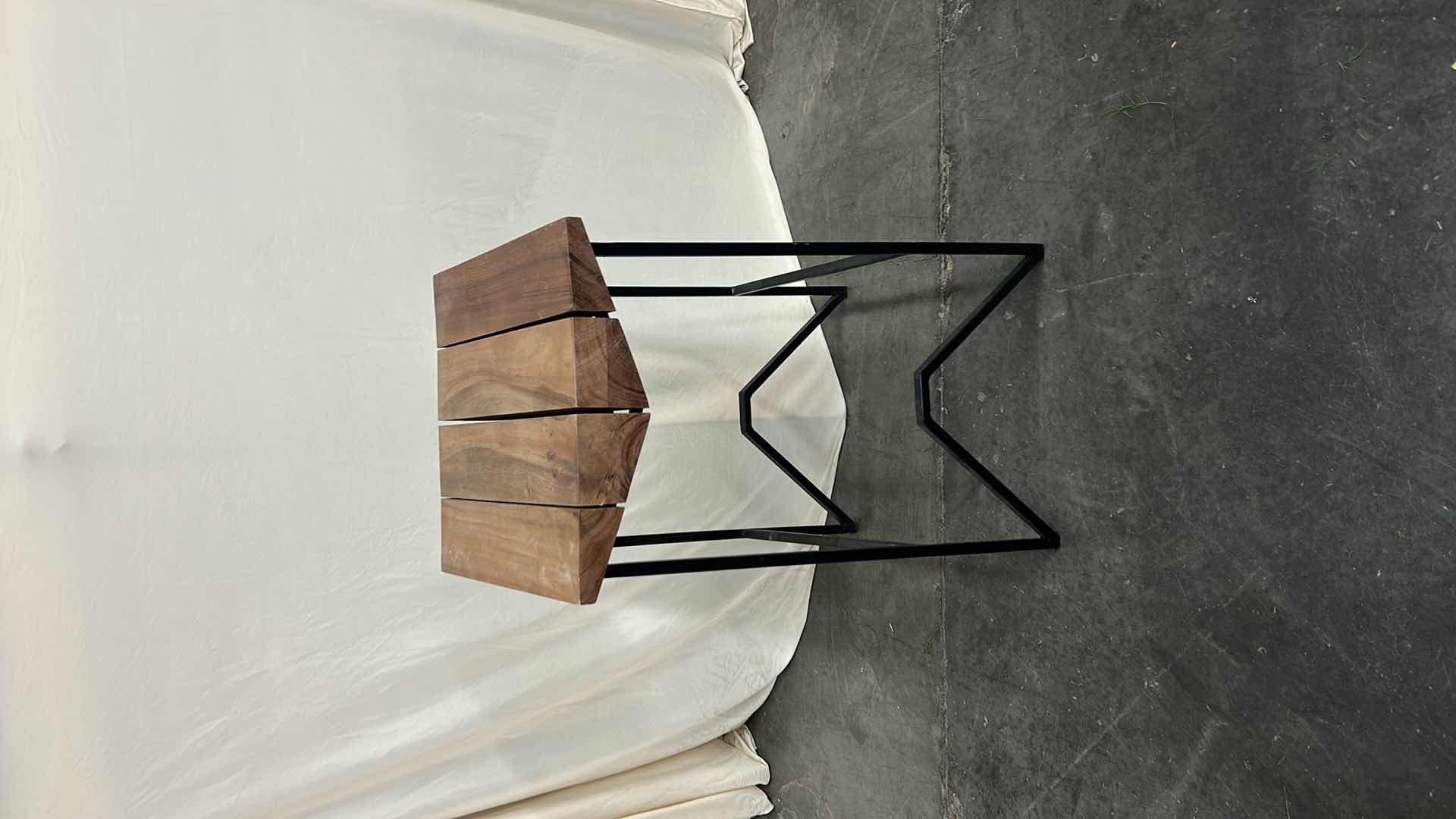 Photo 5 of PALM WOOD AND METAL ACCENT TABLE 16.5” x H30”