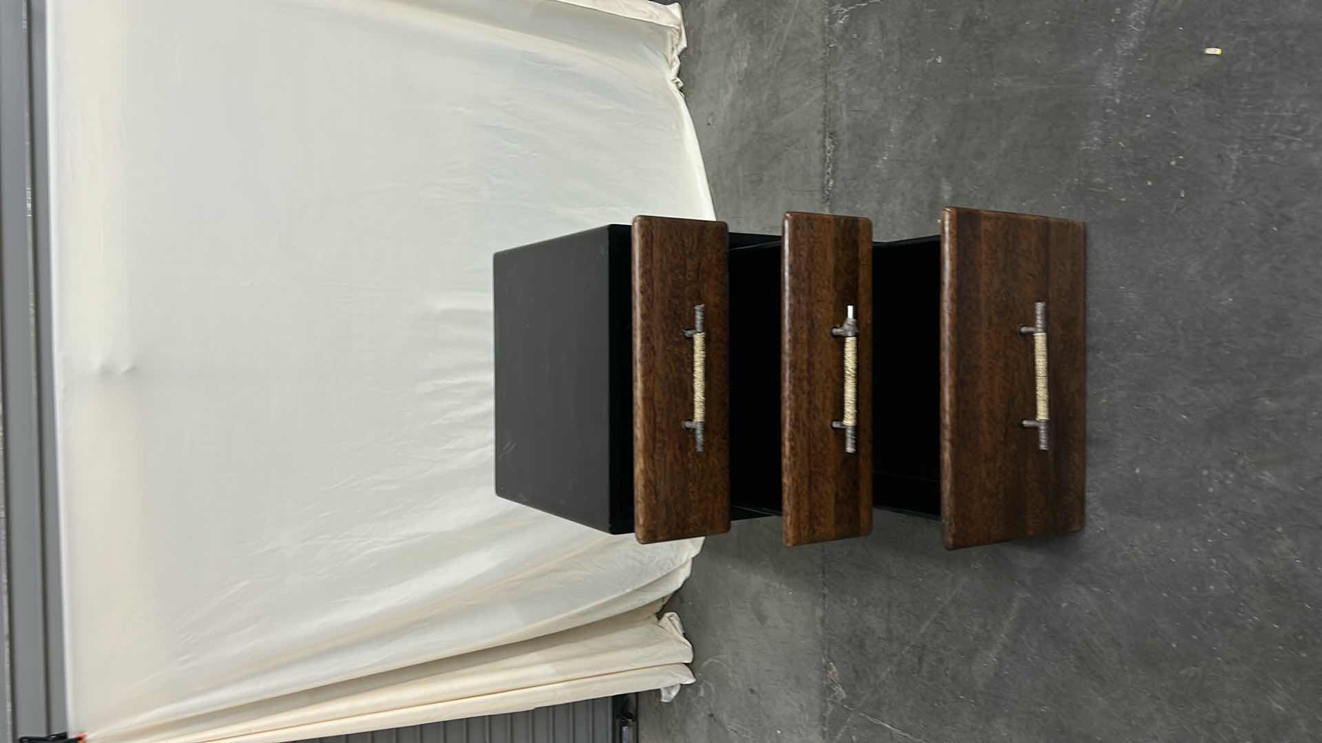 Photo 1 of MENDI 3 DRAWER PALMWOOD FILE CABINET W METAL PULLS BY PACIFIC GREEN 18 x 18 x H 24.5”