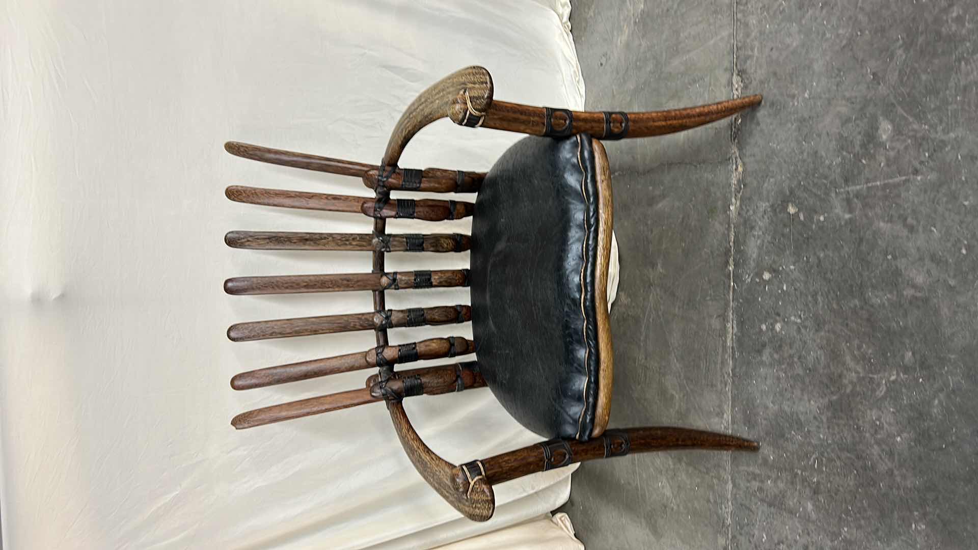 Photo 1 of PALMWOOD AND OSTRICH LEATHER OCCASIONAL CHAIR BY PACIFIC GREEN