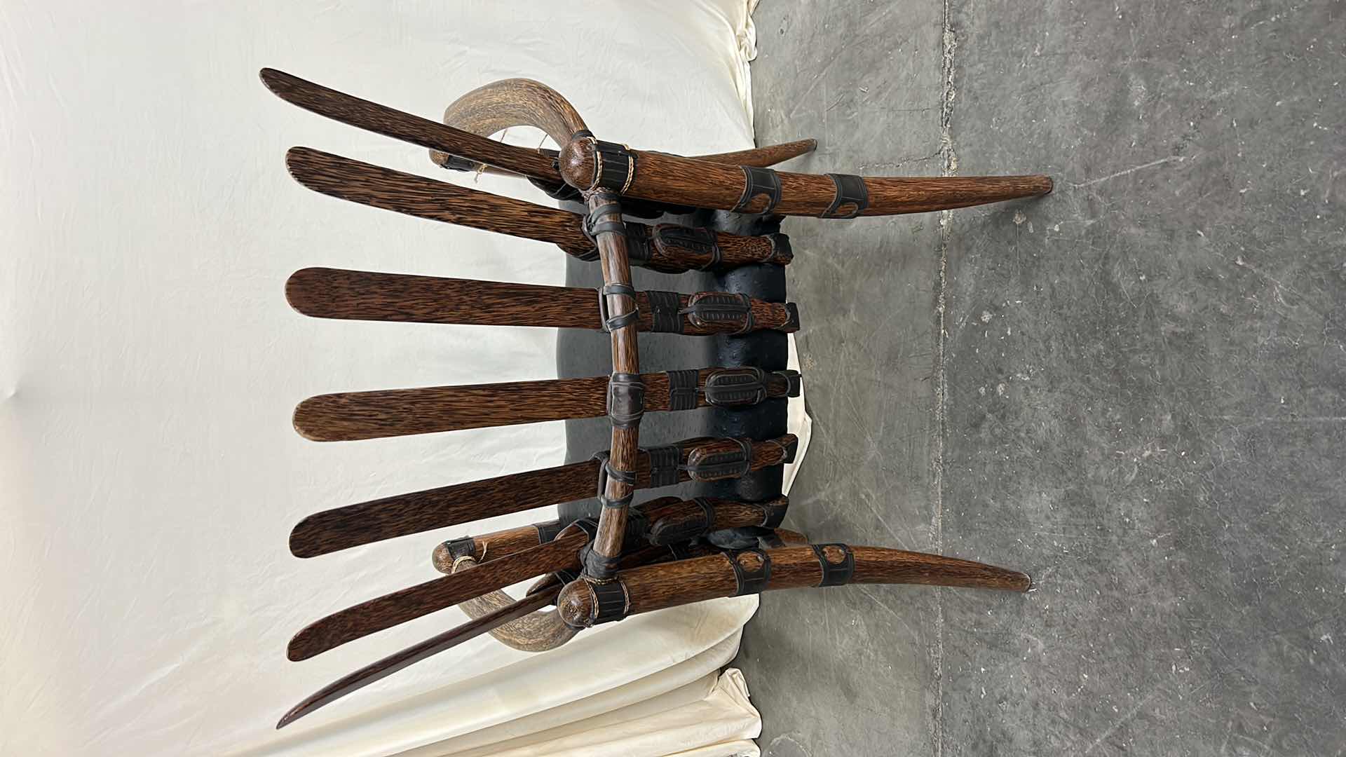 Photo 1 of PALMWOOD AND OSTRICH LEATHER OCCASIONAL CHAIR BY PACIFIC GREEN