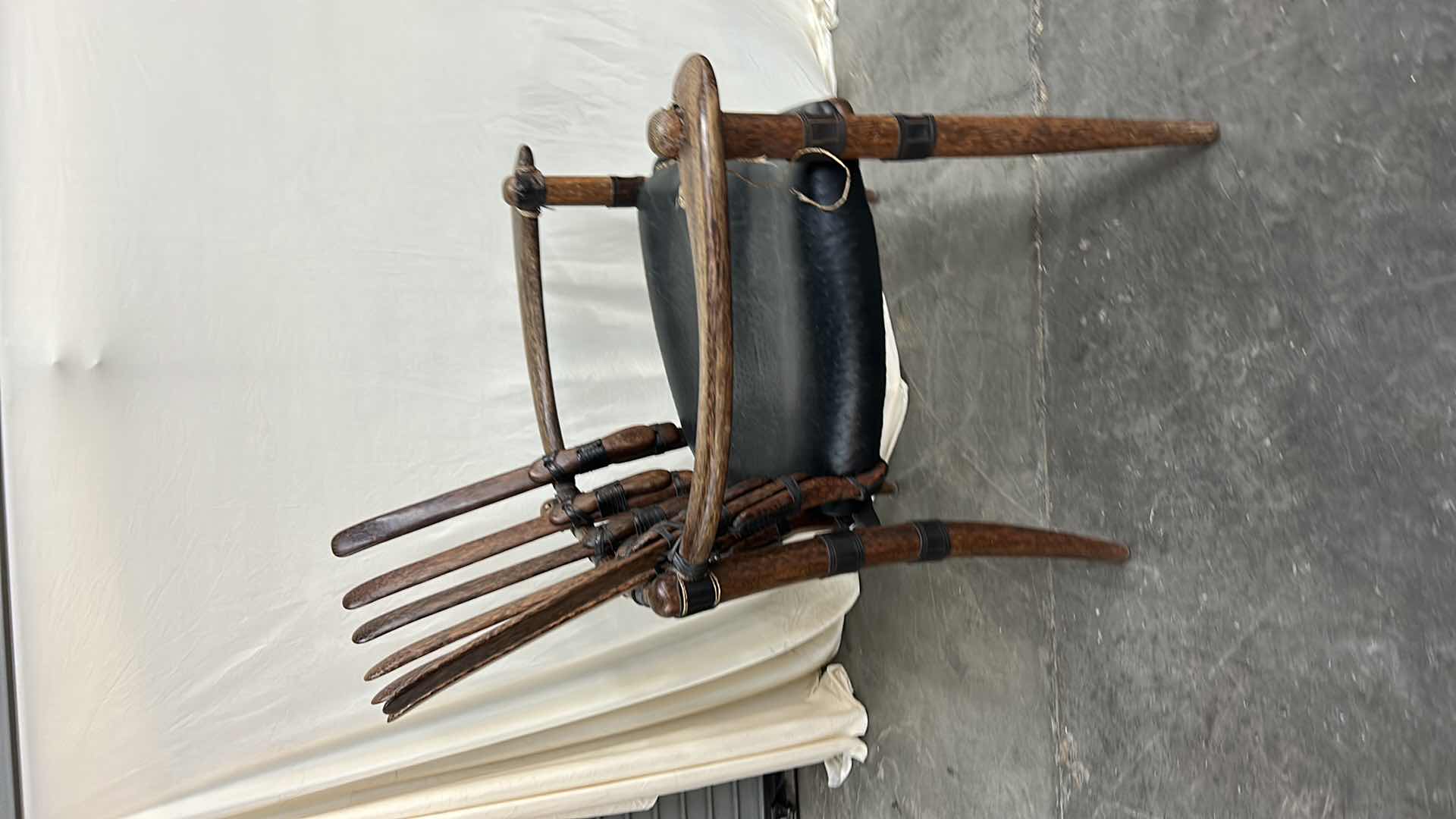 Photo 1 of PALMWOOD AND OSTRICH LEATHER OCCASIONAL CHAIR BY PACIFIC GREEN