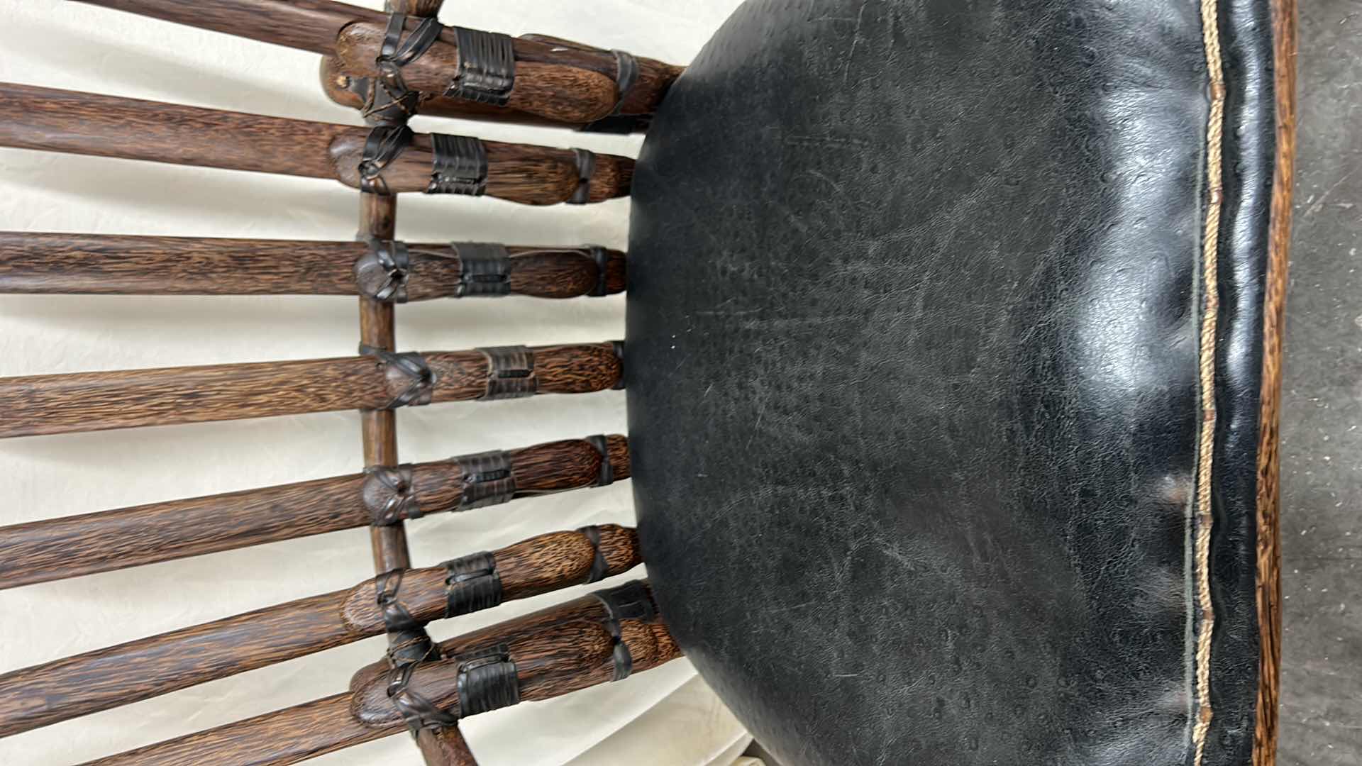 Photo 1 of PALMWOOD AND OSTRICH LEATHER OCCASIONAL CHAIR BY PACIFIC GREEN