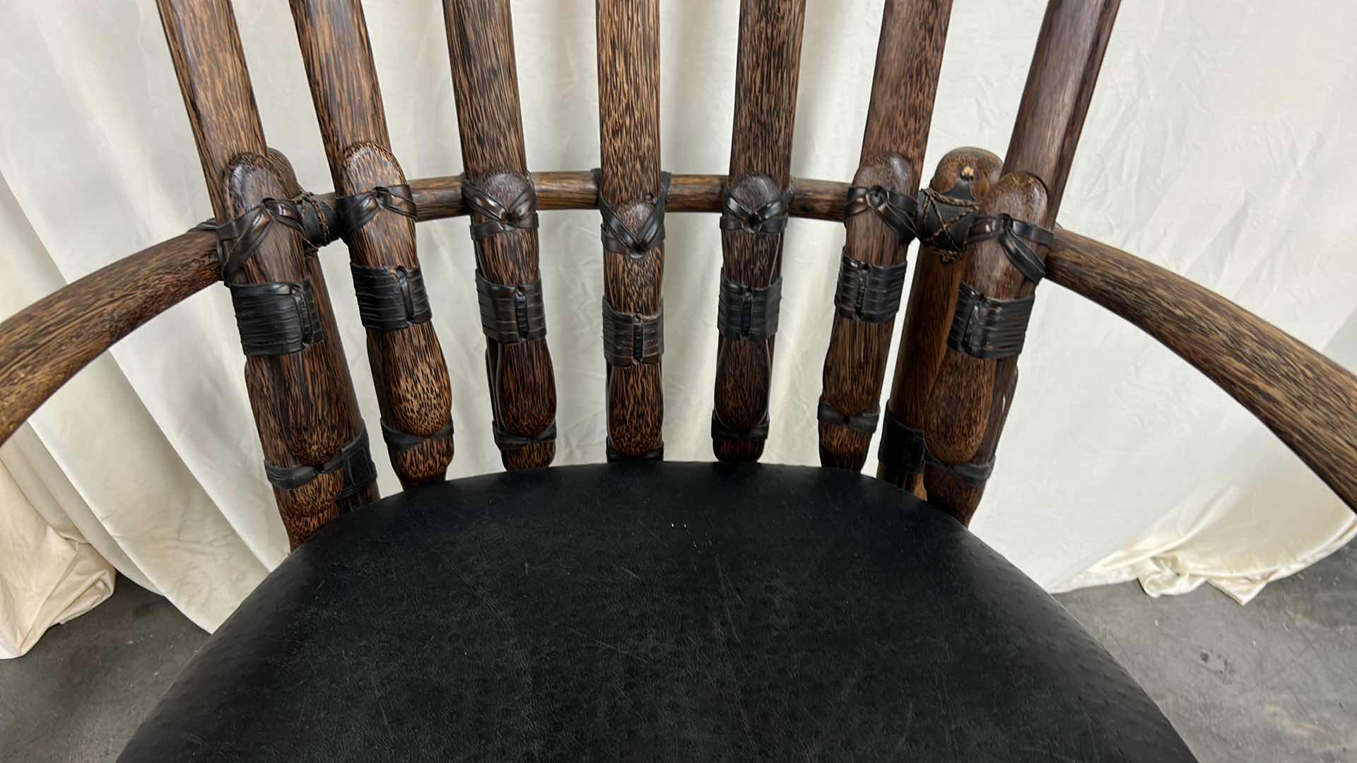 Photo 1 of PALMWOOD AND OSTRICH LEATHER OCCASIONAL CHAIR BY PACIFIC GREEN