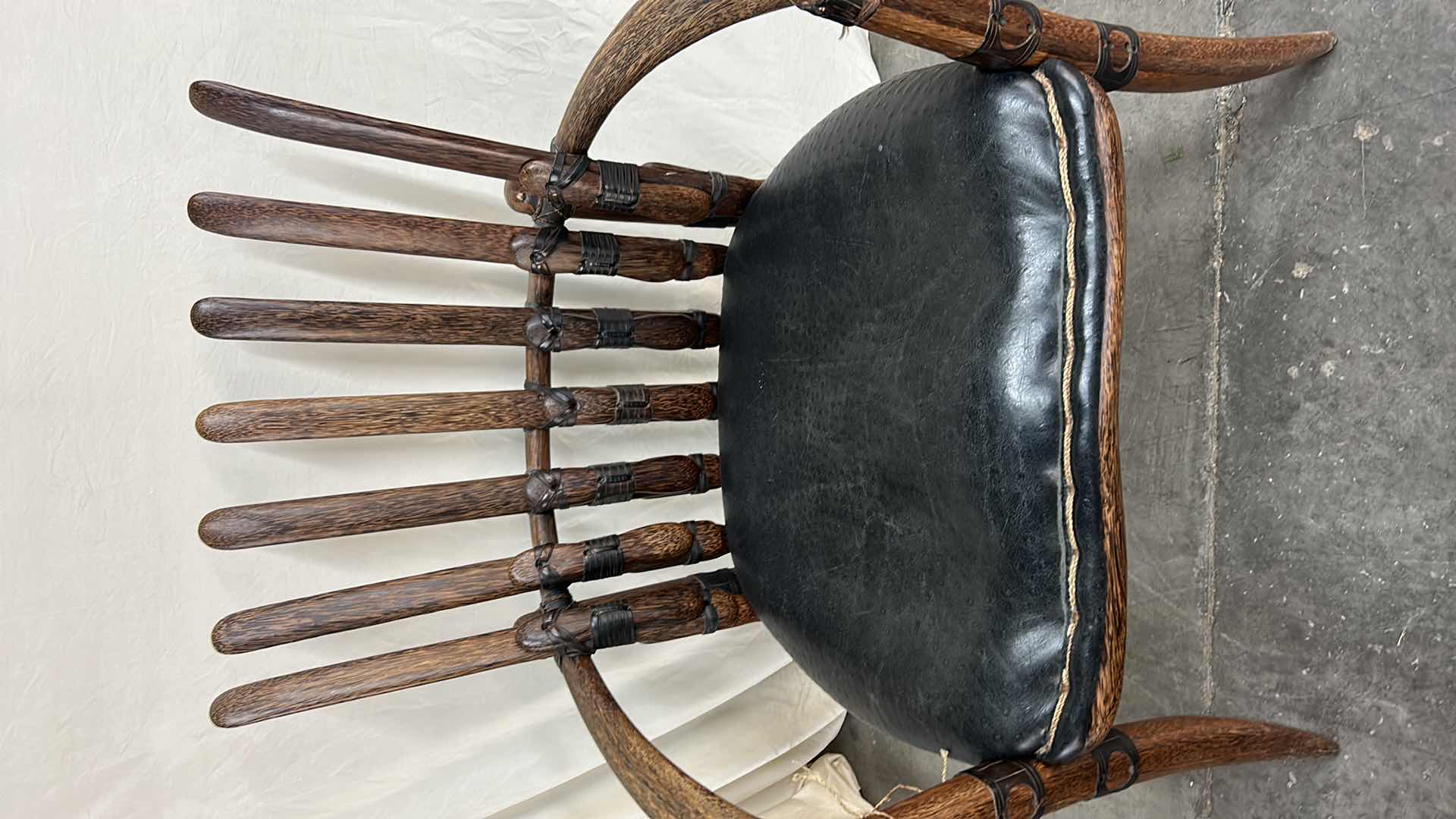 Photo 1 of PALMWOOD AND OSTRICH LEATHER OCCASIONAL CHAIR BY PACIFIC GREEN