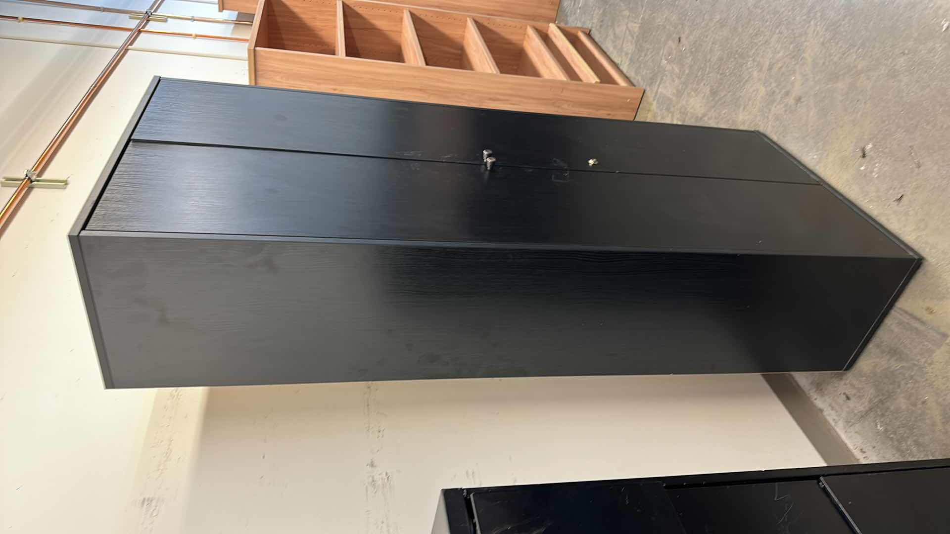 Photo 1 of LARGE 4 SHELF PRESSED WOOD STORAGE CABINET 31” X 16” H77 1/2”