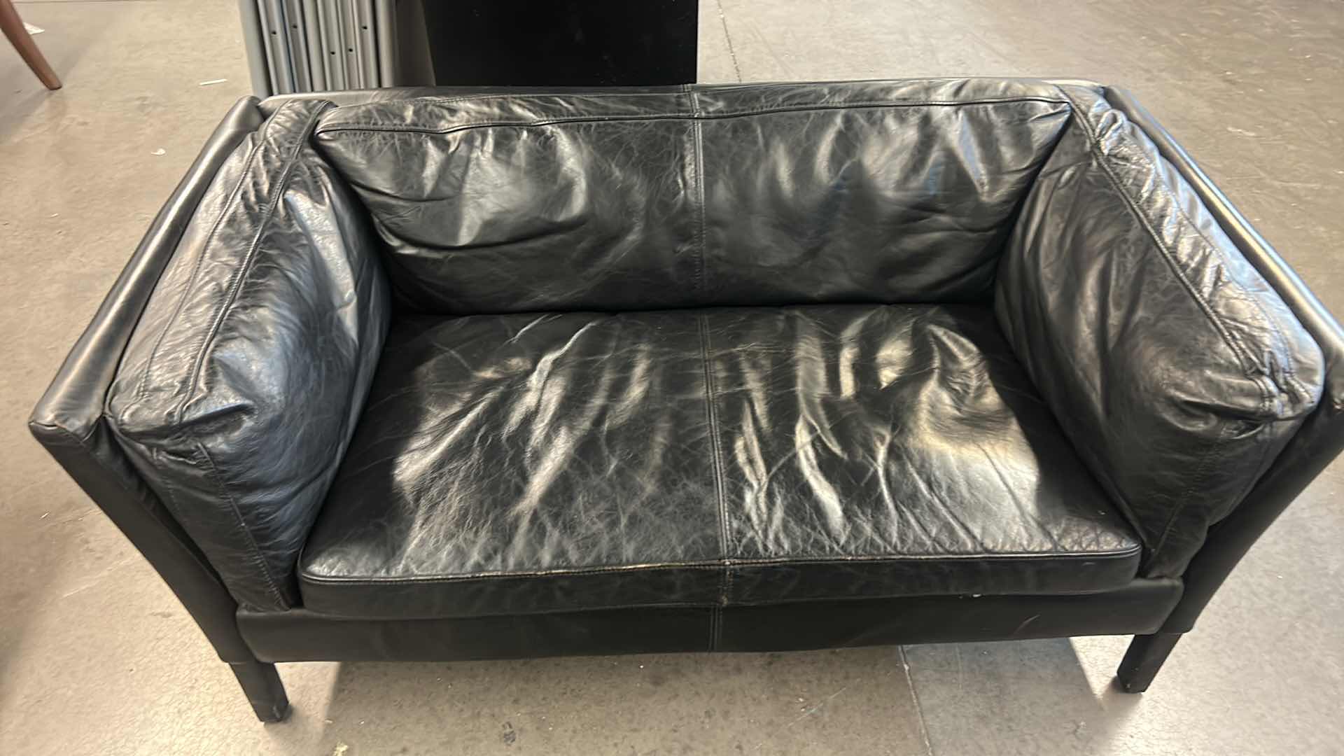 Photo 1 of BLACK LEATHER LOVESEAT