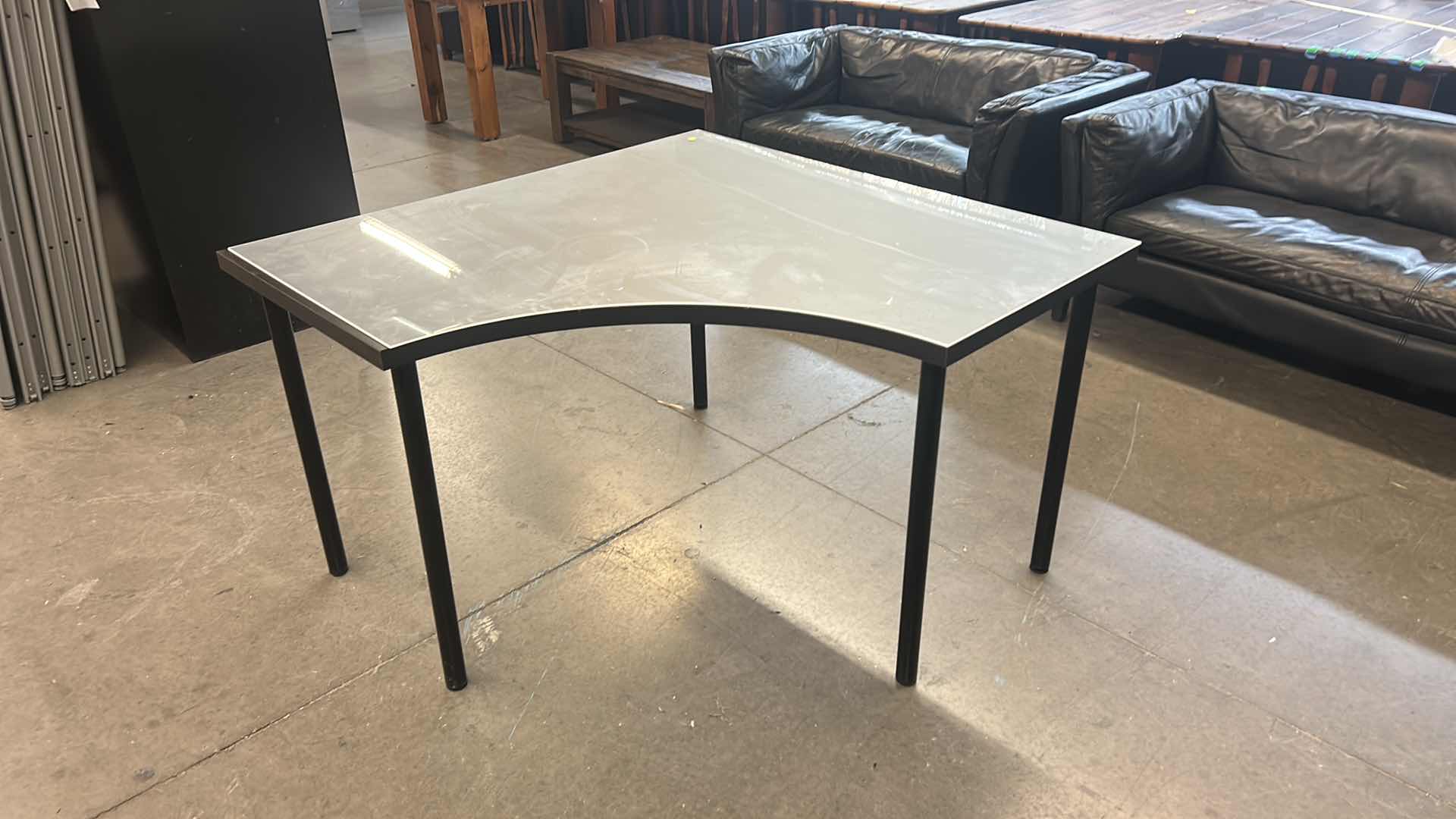 Photo 1 of BLACK CORNER TABLE / DESKTOP WITH ACRYLIC TOP 48” c 48” x H29”