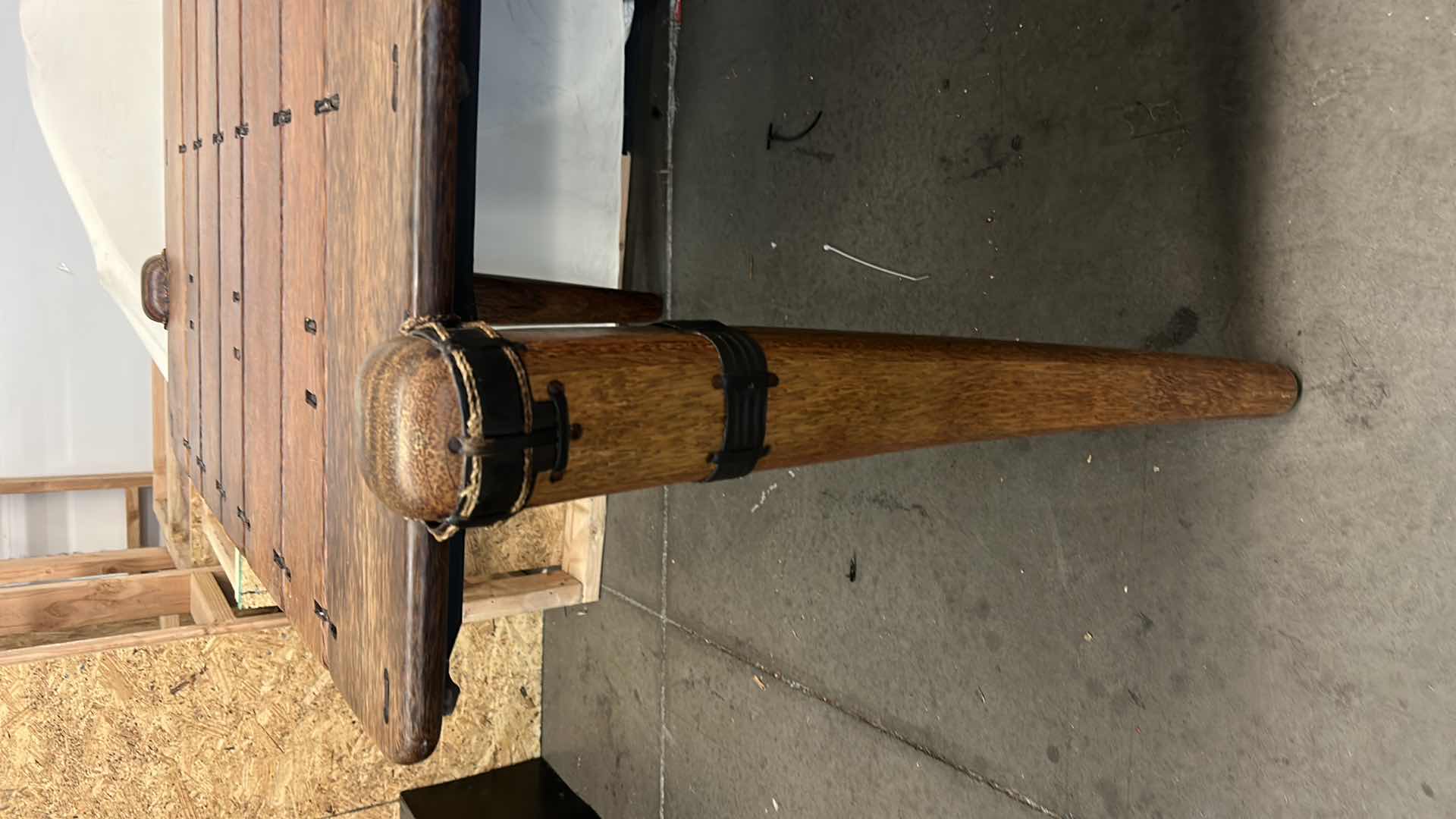 Photo 1 of CUSTOM MENDI PALMWOOD DINING / CONFERENCE TABLE W WAVY EDGES BY PACIFIC GREEN  7’ 6.5” x 44” x H28.5”