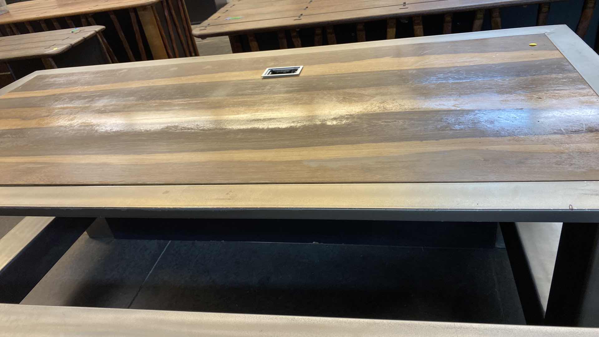 Photo 1 of MODERN WOOD AND METAL TABLE 78” X 36” H30” - OTHER PIECES AVAILABLE SEPARATELY