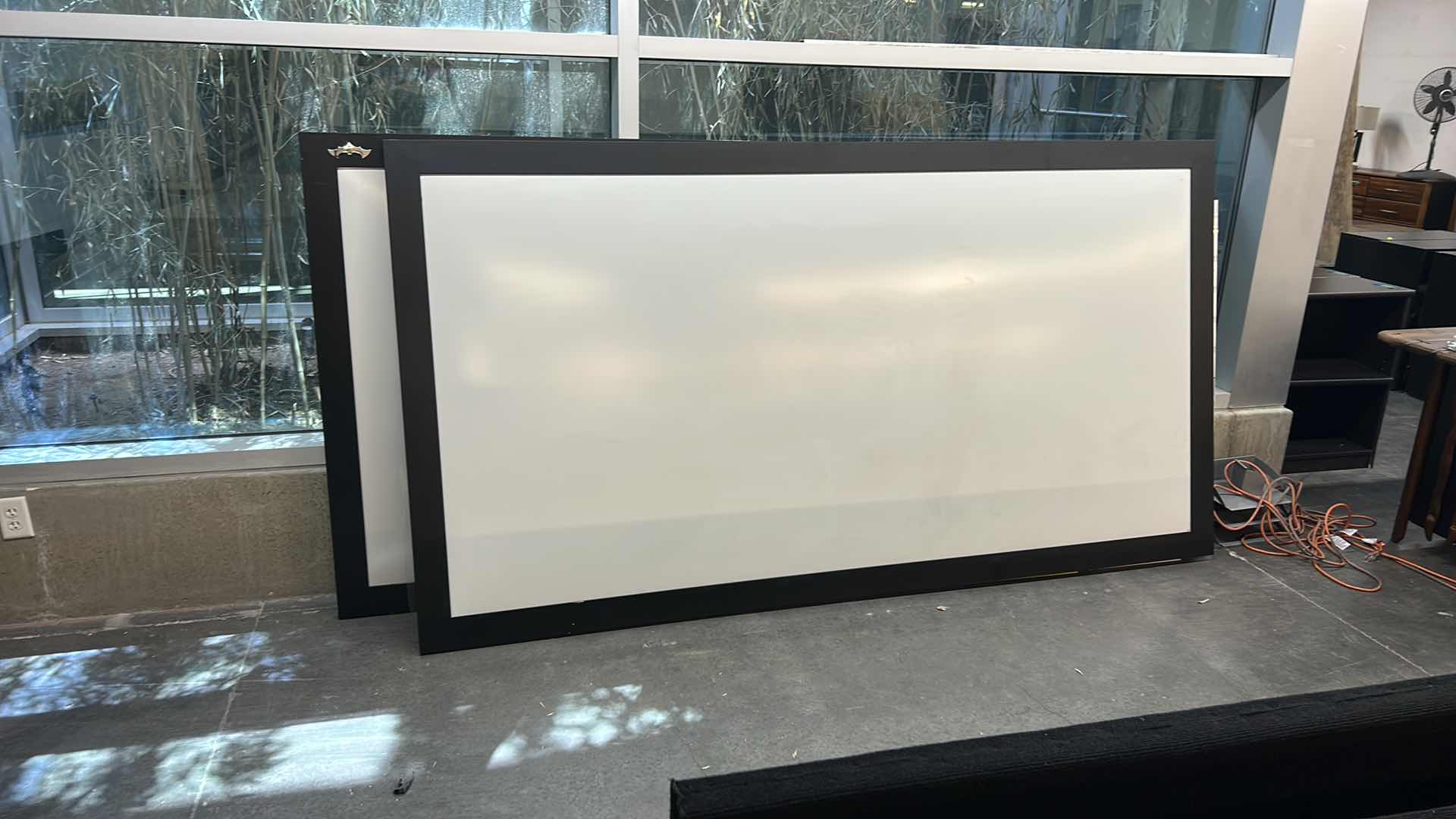 Photo 1 of LARGE BLACK FRAMED WHITE BOARD 8’ 5” x 4’7”