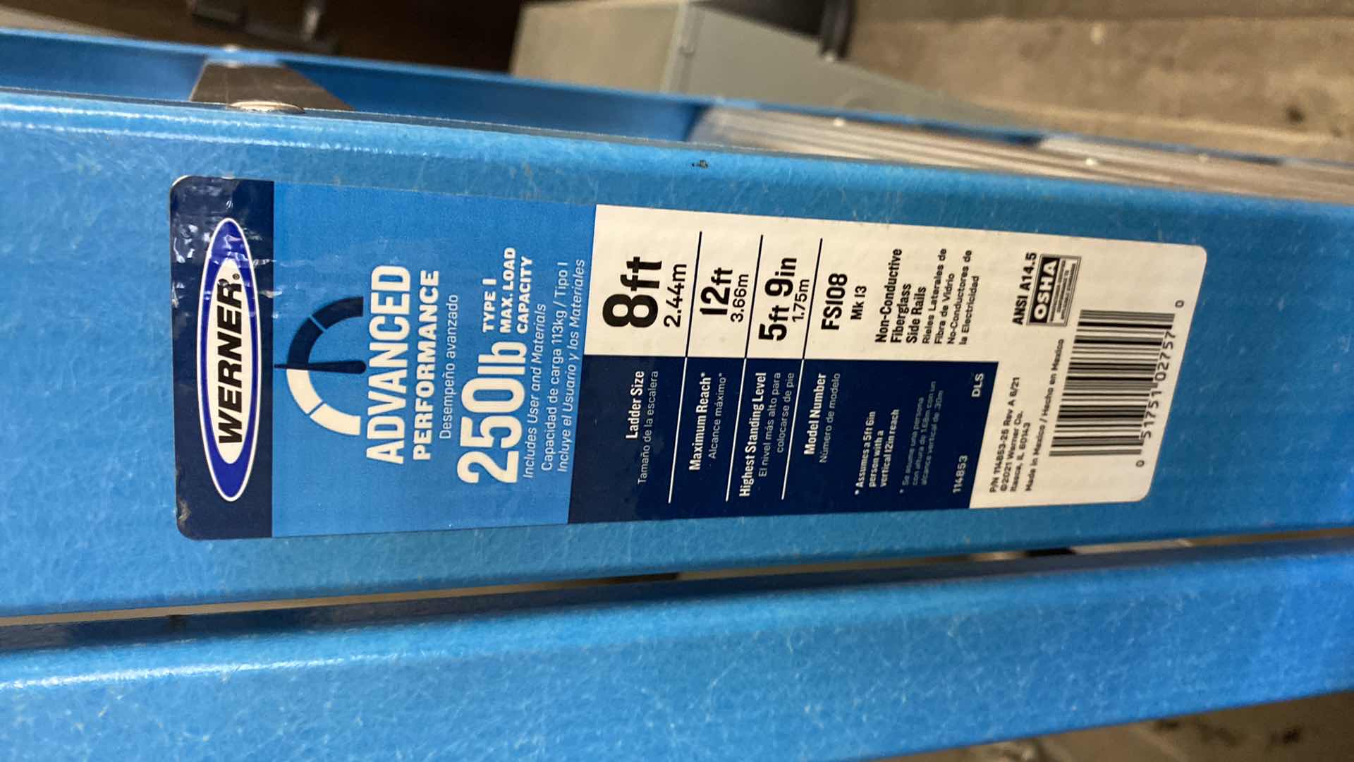 Photo 1 of WERNER 8’ LADDER 250 lb WEIGHT LIMIT