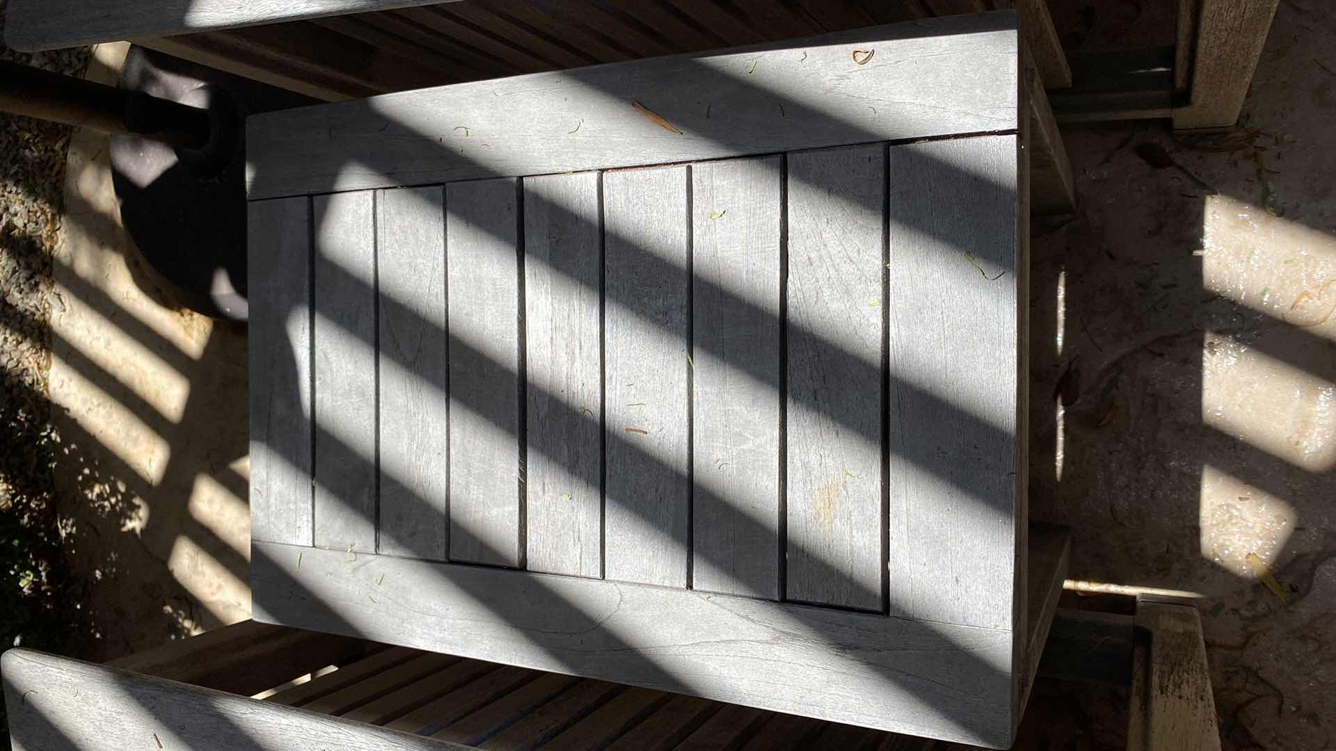 Photo 1 of TEAK WAREHOUSE SIDE TABLE 140 X 20” H18” 