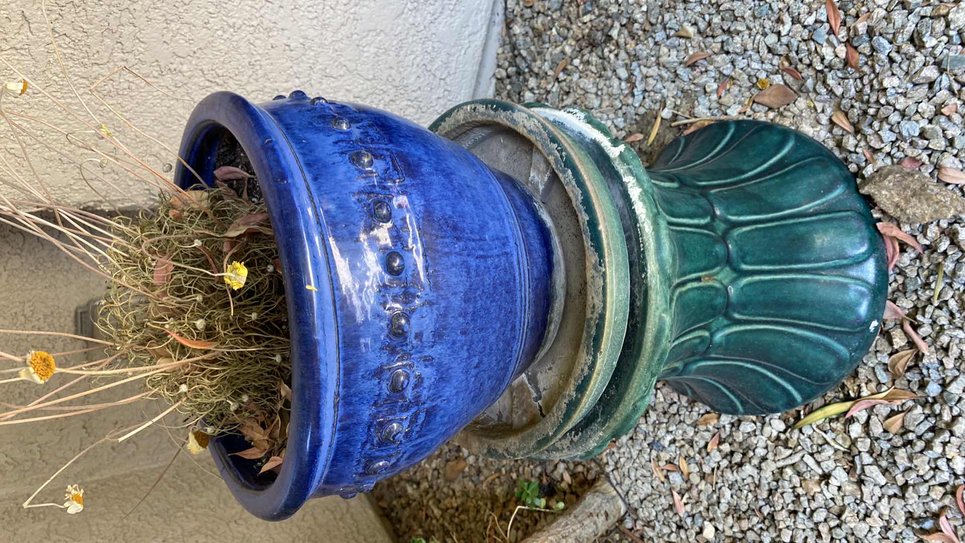 Photo 1 of CERAMICS POT ON PLANT STAND HEIGHT WITH POT 23”